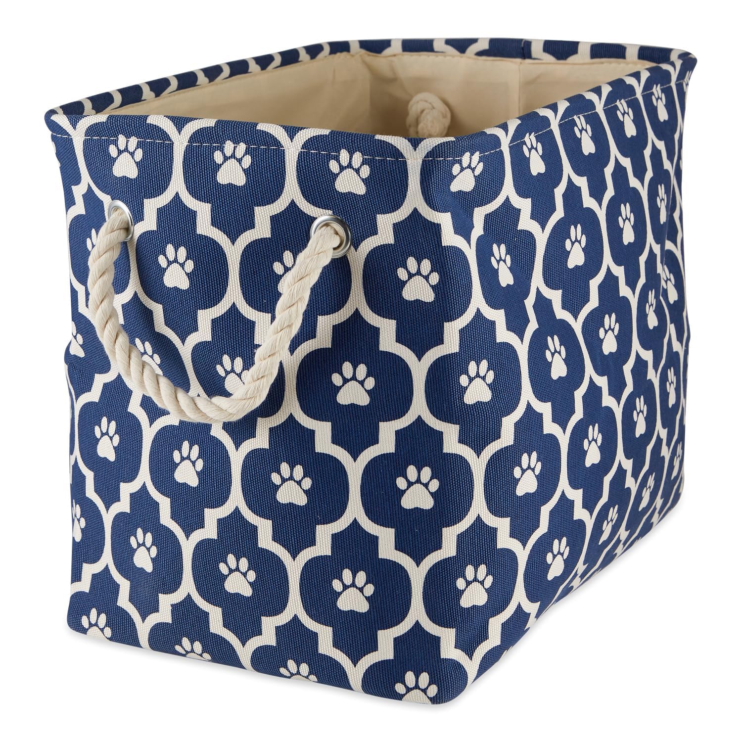 Bone Dry 6192 Pet Storage Collection Lattice Paw Print, Medium Round, Nautical Blue