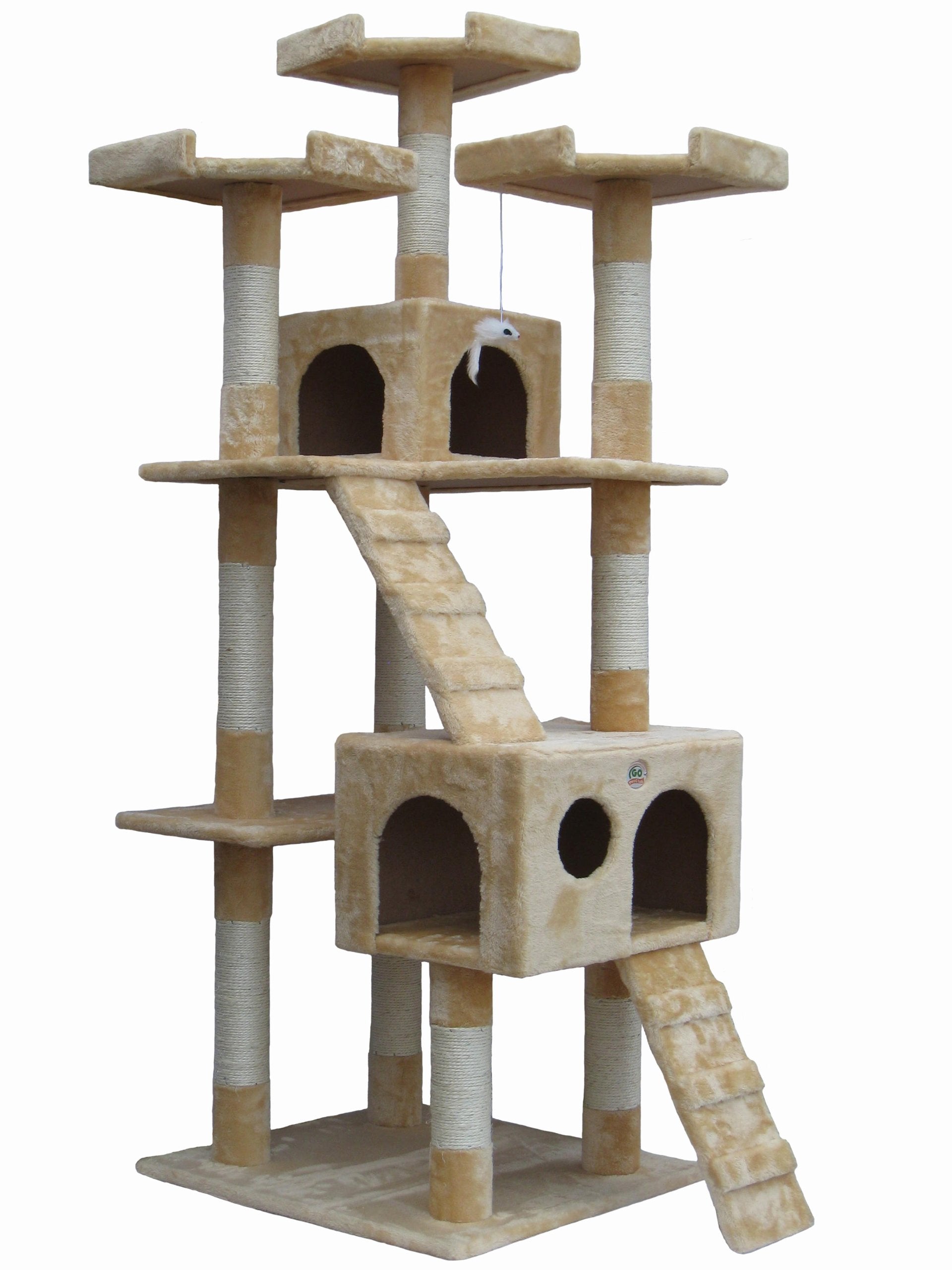Go Pet Club 72 Tall Cat Tree Tower with Cat Condos - Large Cat Tree - Cat Tower for Indoor Cats - Play Scratch Hide Climb Activi