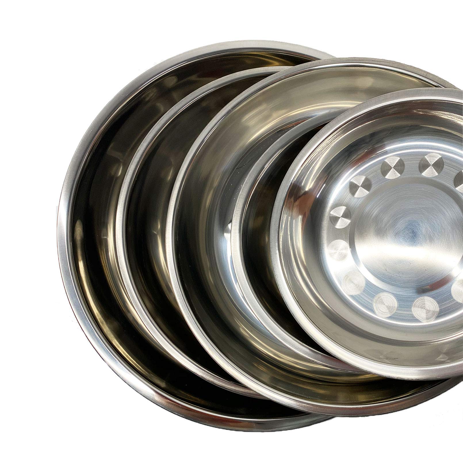 kathson Stainless Steel Whisker Relief Cat Bowl, 4 pcs Shallow and Wide Bowls, Pet Cat & Dog Feeding Large Dishes Fits with Elev