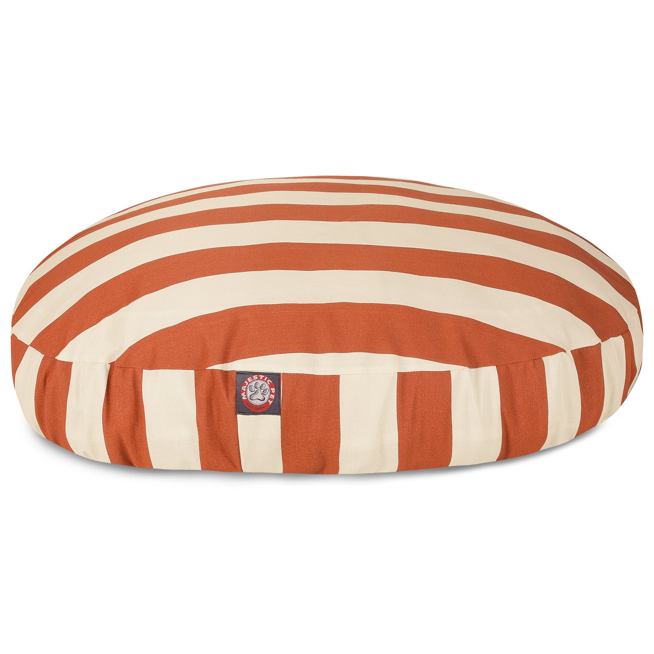 Majestic Pet Indoor Outdoor Vertical Stripe Round Pet Dog Bed With Removable Washable Cover, Burnt Orange, Small
