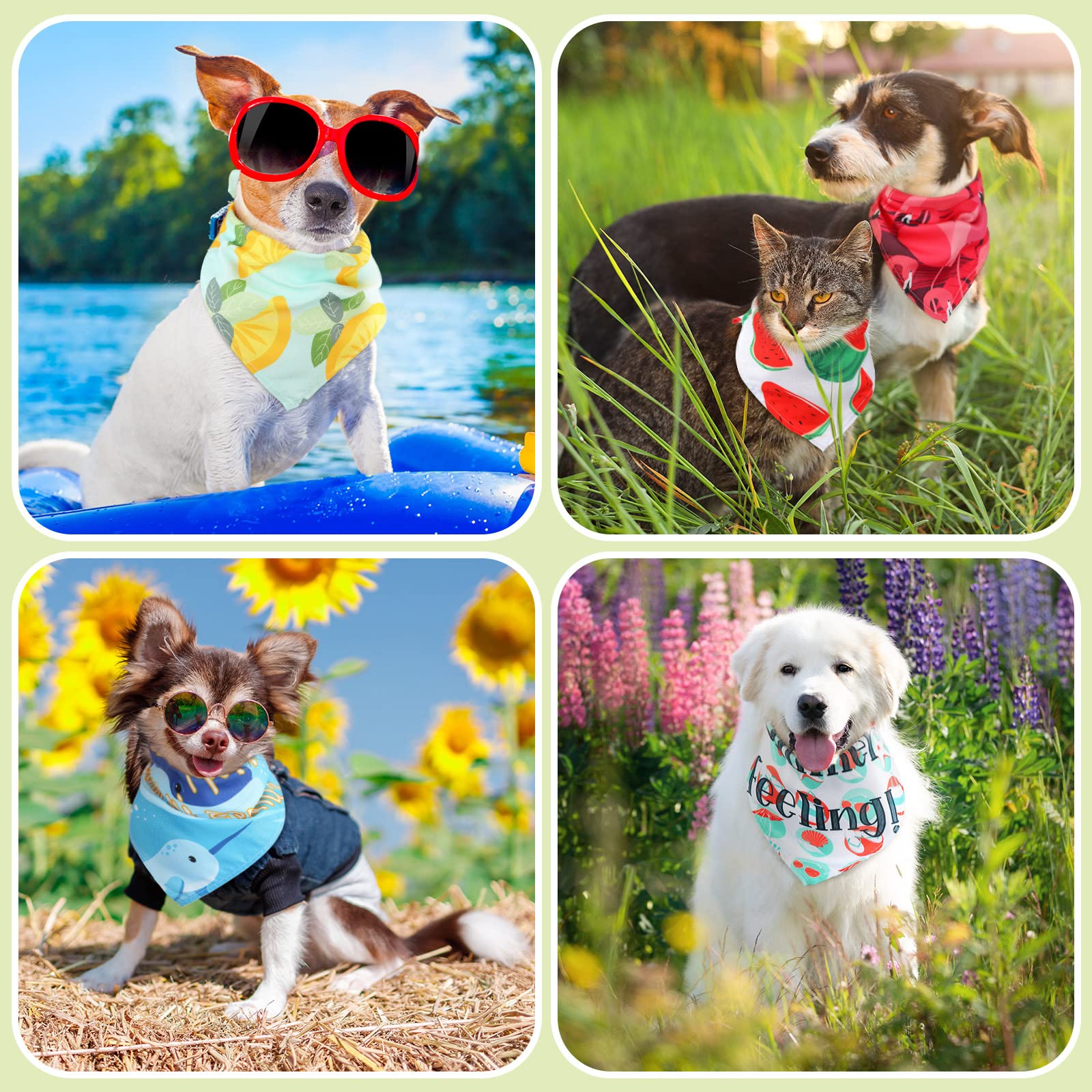 Kacctyen 100 Pcs Pet Summer Bandanas Bulk Hawaiian Dog Scarf Puppy Bibs Seasonal Dog Accessaries Adjustable Cat Outfit Cute Wash
