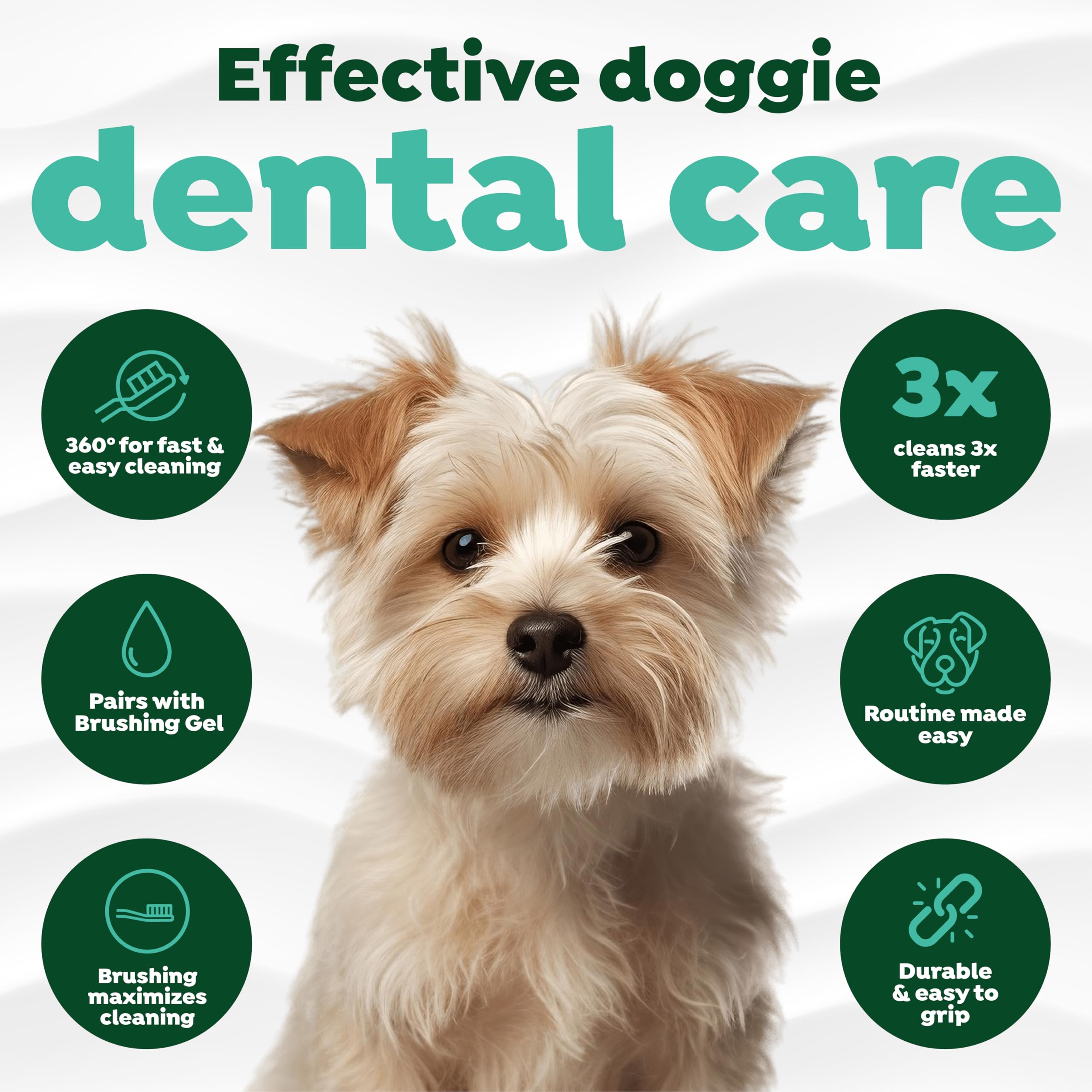 TropiClean Fresh Breath TripleFlex Toothbrush for Small & Medium Dogs | 360-Degree Dog Dental Cleaning | Dog Toothbrush for Smal