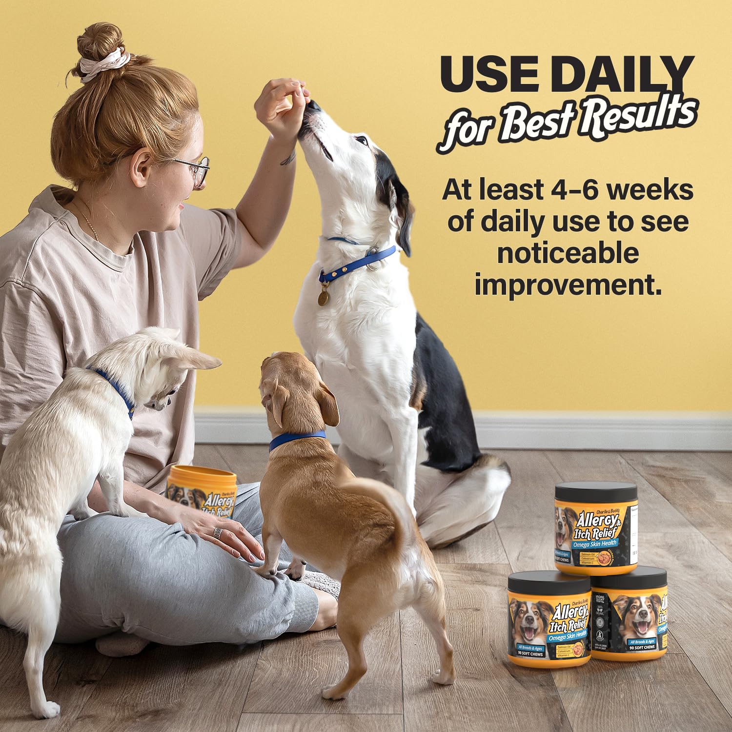 Dog All?rgy Relief Chews, Immun? Support & It?h R?lief for Dogs, Skin and Coat Supplements with Omega 3 Fish Oil, ACV, Vitamin C