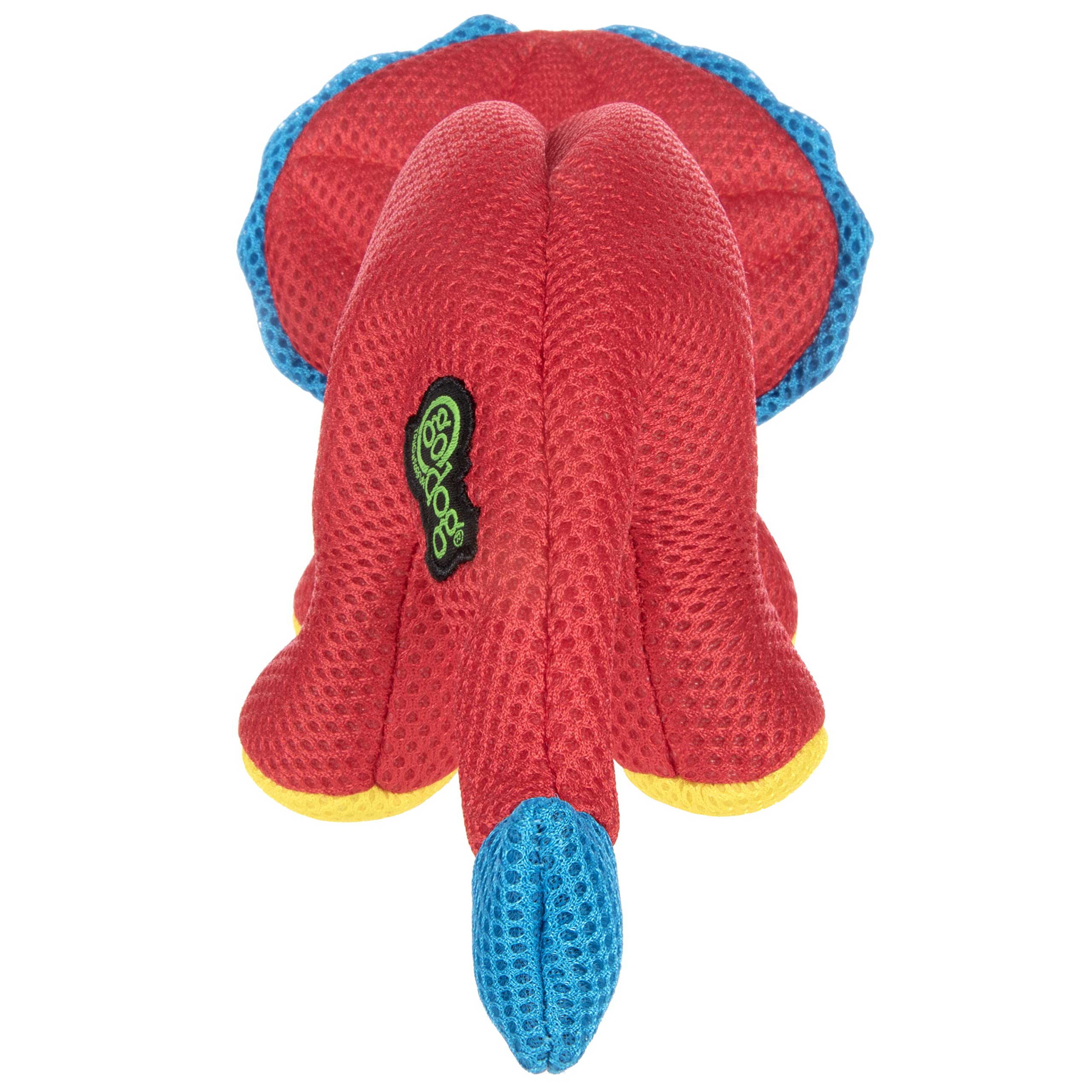 goDog Double Chew Guard Mesh Dinos Frills Squeaky Dog Toy - Red, Small