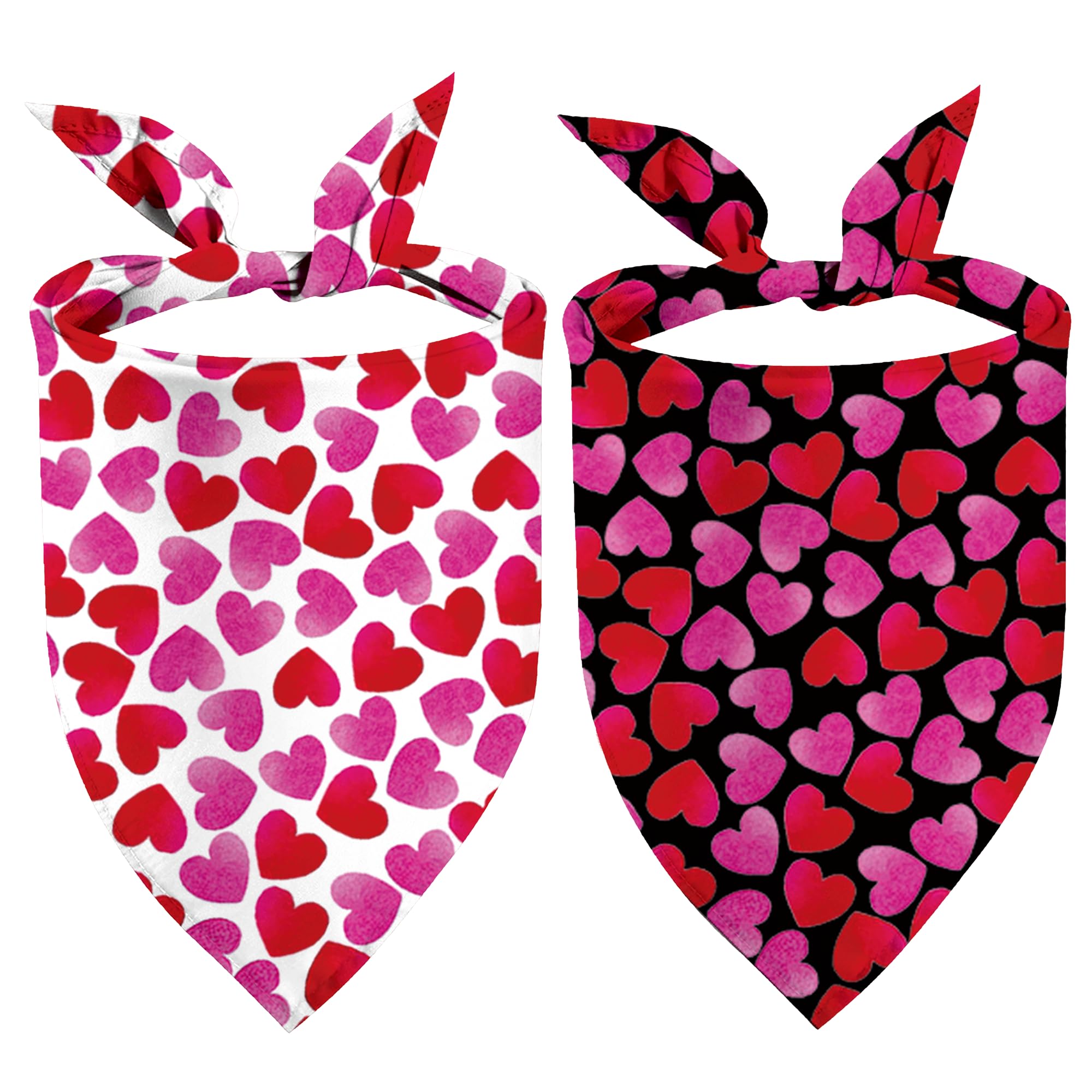 Mother'S Day Dog Bandanas 2 Pack, Gradient Pink Hearts Pet Scarves For Birthday Gifts Bandanas Bulk For Small Dogs (Mother'S Day