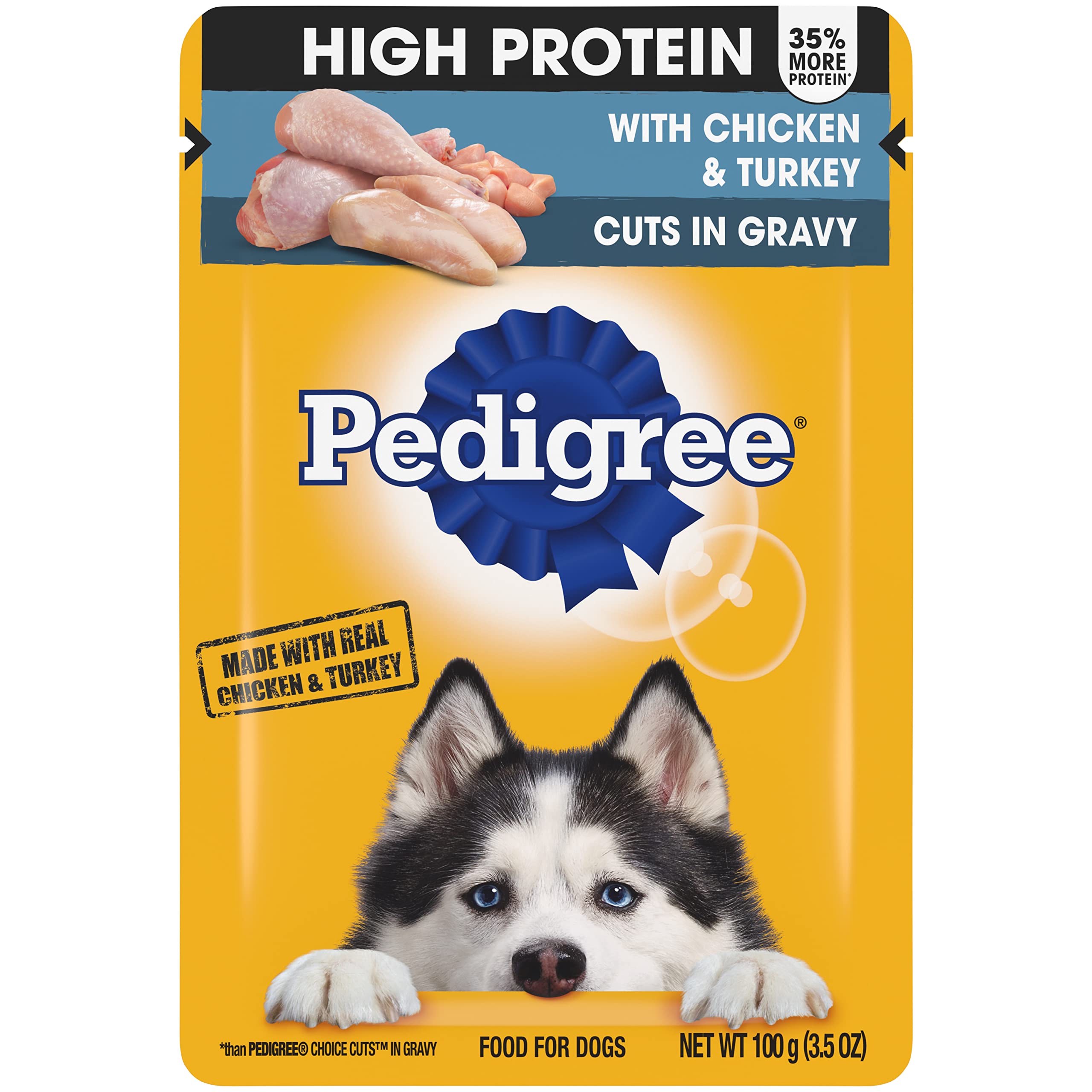 Pedigree High Protein Adult Soft Wet Dog Food, Chicken & Turkey Flavor In Gravy, 13.2 oz. Cans (12 Count, Pack of 1)