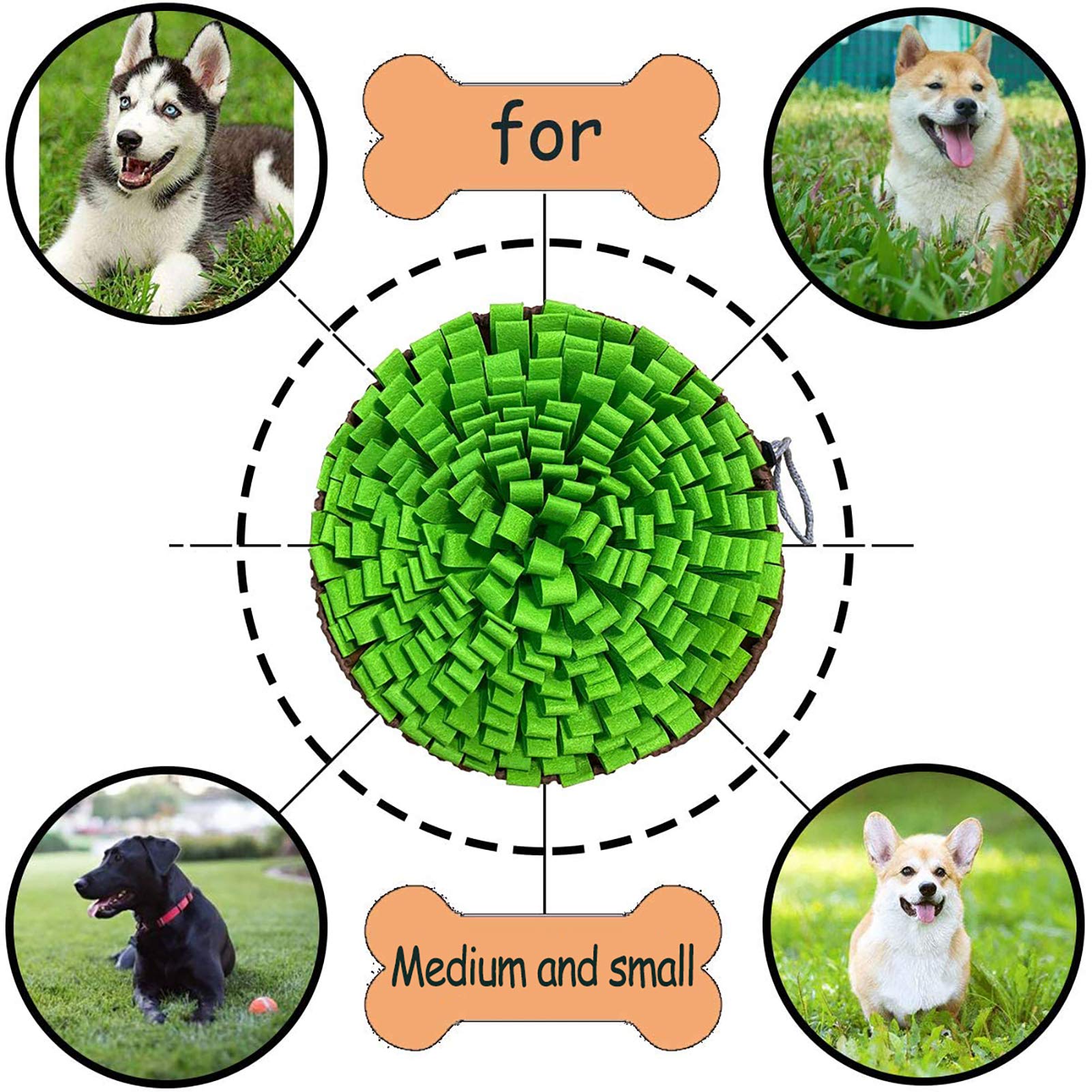 Pet Snuffle Mat For Dogs,Interactive Feed Puzzle For Boredom,Encourages Natural Foraging Skills For Cats Rabbits Dogs Bowl, Dog Treat Dispenser Indoor Outdoor Stress Relief,Travel Portable And Compact