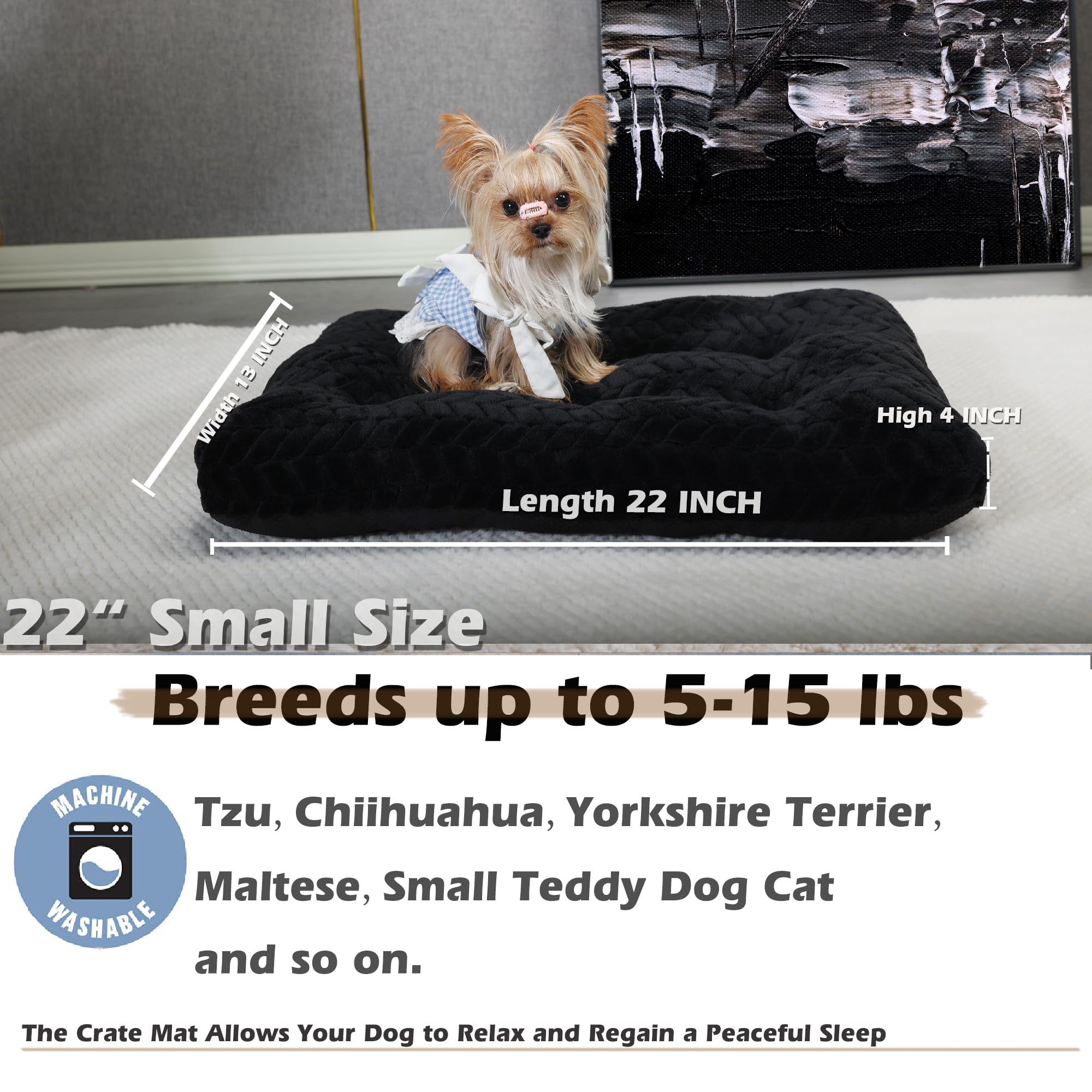 Necesitar Puppy Bed For Small Dogs Crate Pad Washable Ultra Soft Kennel Pad Fit Dog Cages With Anti-Slip 22 Inch Pet Comfy Sleep