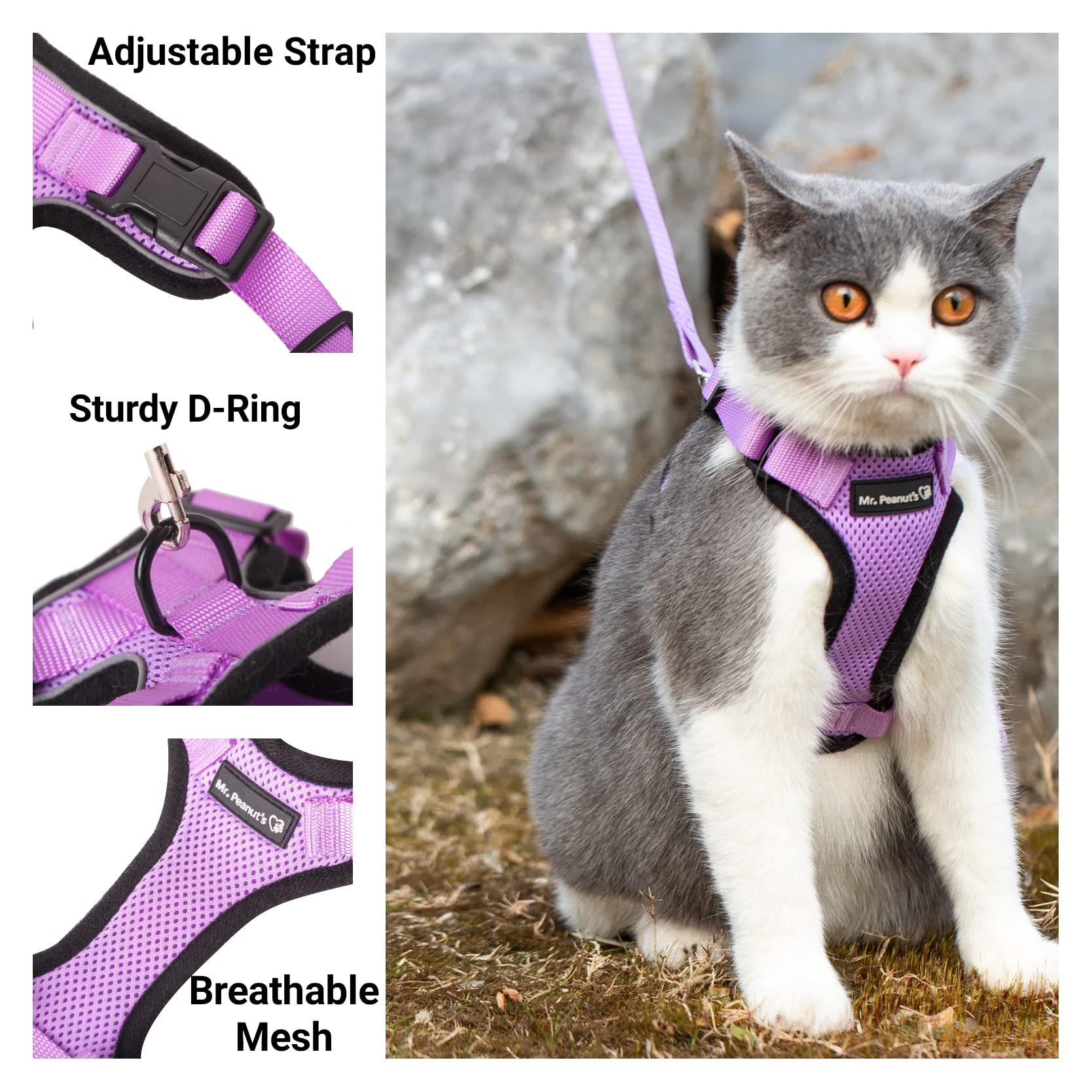 Mr. Peanut's PurrTrek Reflective Cat Harness with Matching Leash
