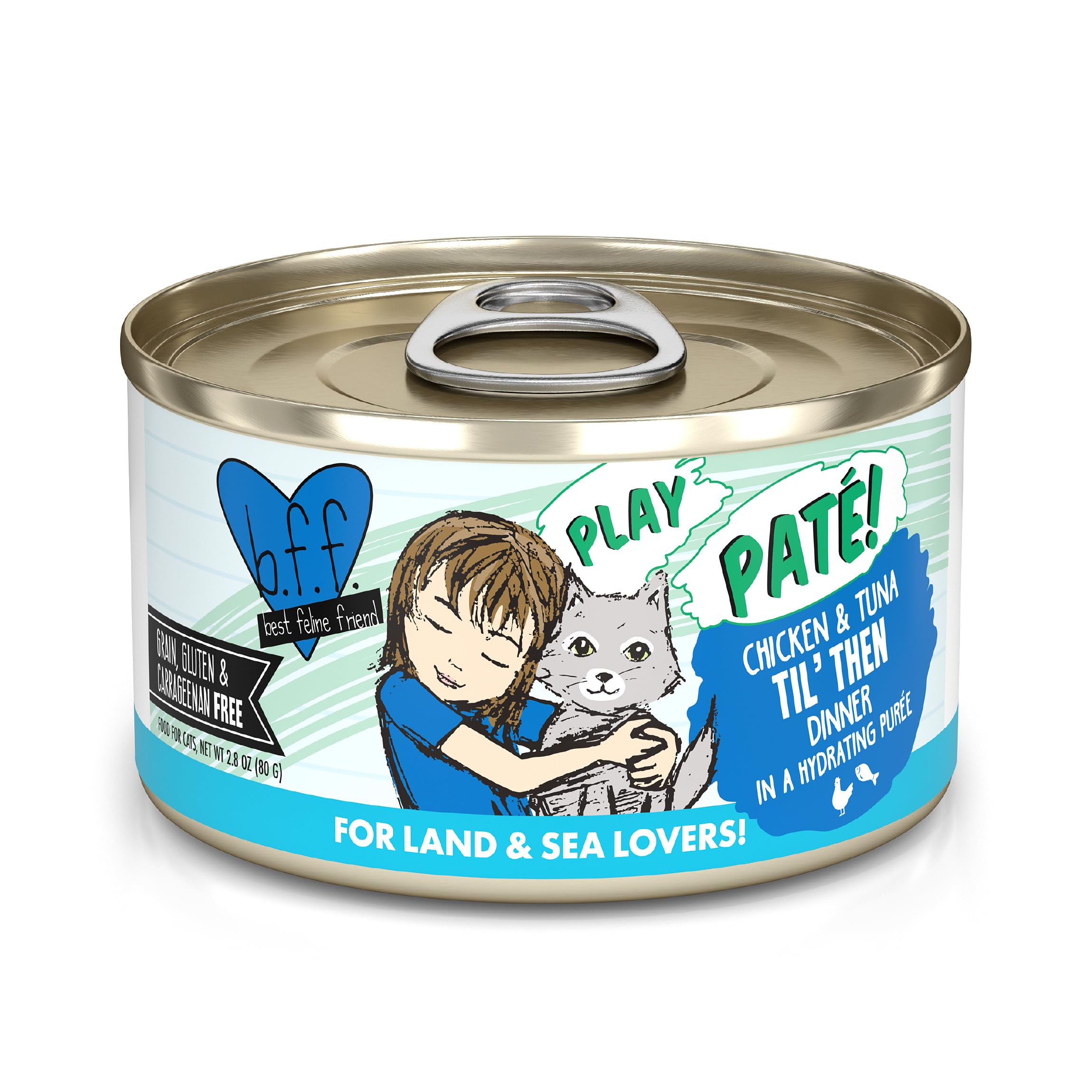 Weruva B.F.F. Play - Best Feline Friend Pat   Lovers, Aw Yeah!, Chicken & Tuna Til Then with Chicken & Tuna, 2.8oz Can (Pack of