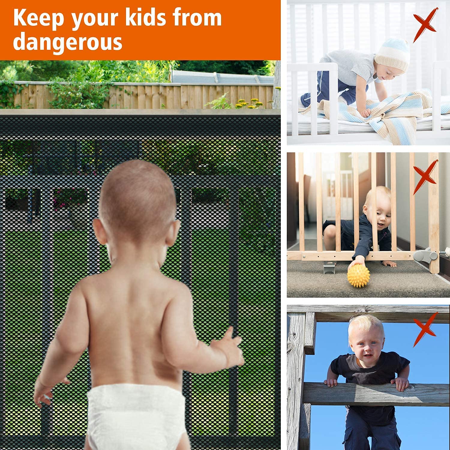 Child Safety Net, Durable Banister Guard For Baby Safety Stairs Railing Balcony Cribs, Banister Stair Mesh Baby Proofing, Easy To Install Stair Netting For Kids, Pets, Toys - (10Ft Lx3Ft H) Black