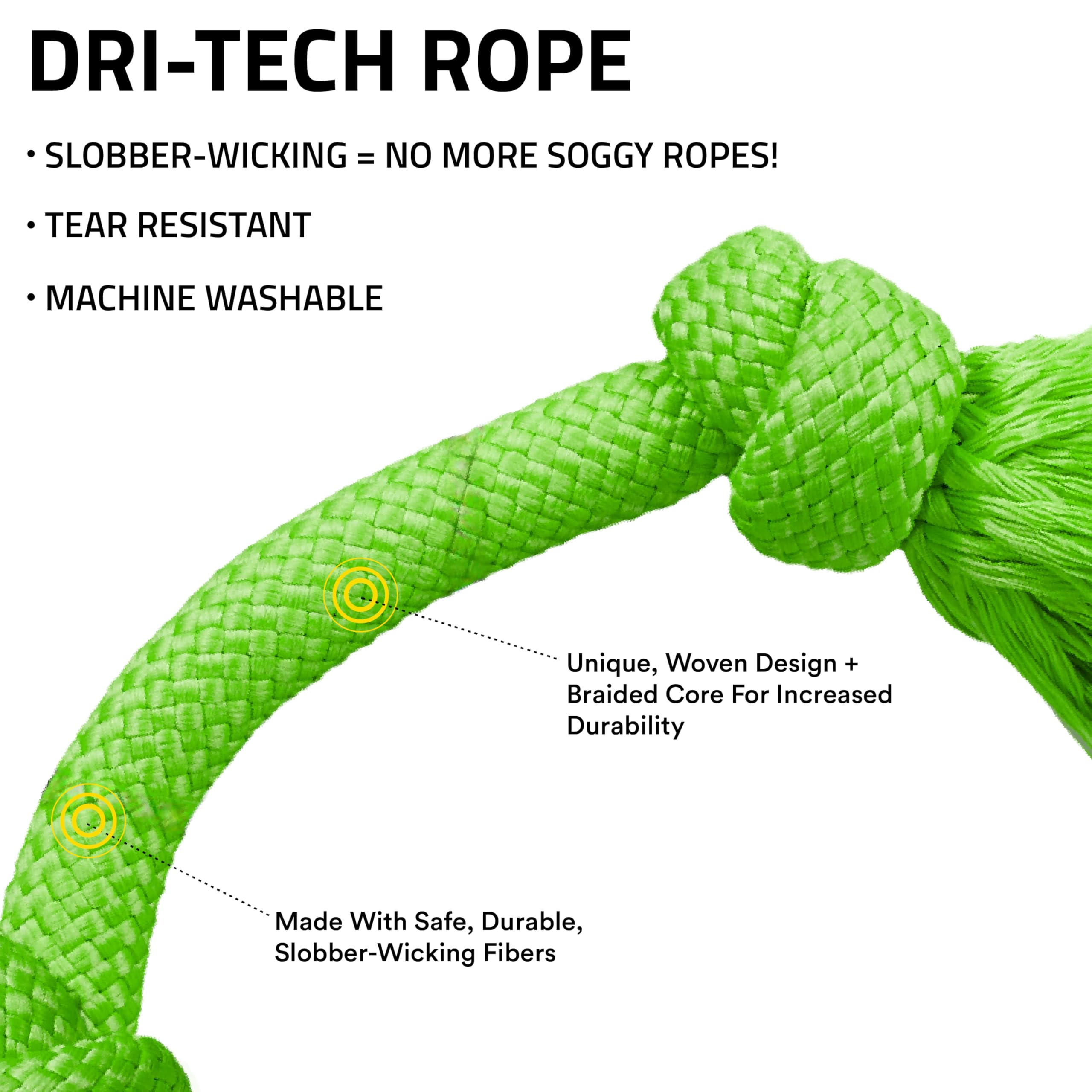 Playology Dog Toys | Dri-Tech Rope Toy Tug of War Rope for Aggressive Chewers | Medium Sweet Potato Scented Toy - Easy to Clean