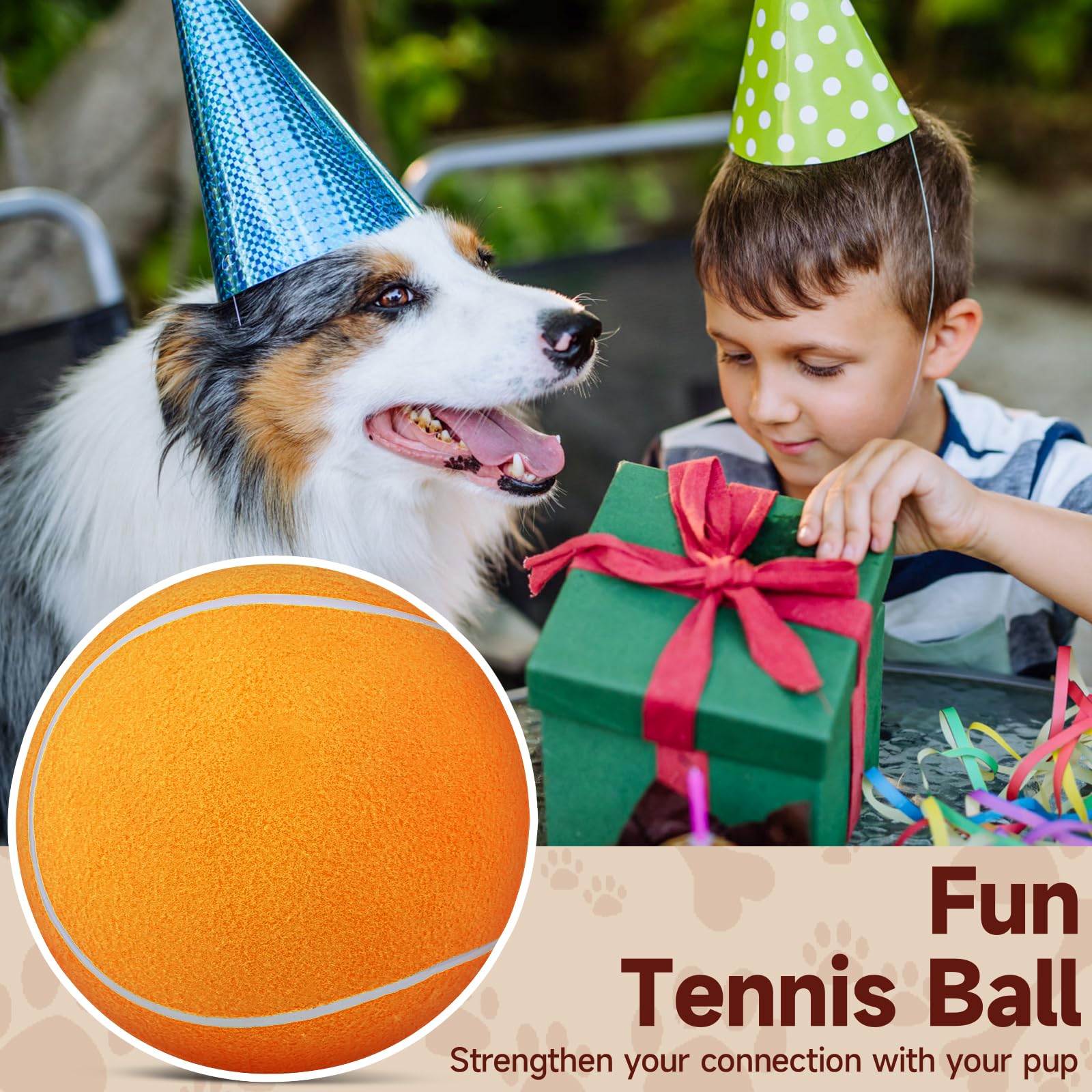 Qdan Large Tennis Ball For Dogs: Pet Toys 9.5' Giant Outdoor Dog Balls - Interactive Herding Ball For Medium Big Dogs Birthday