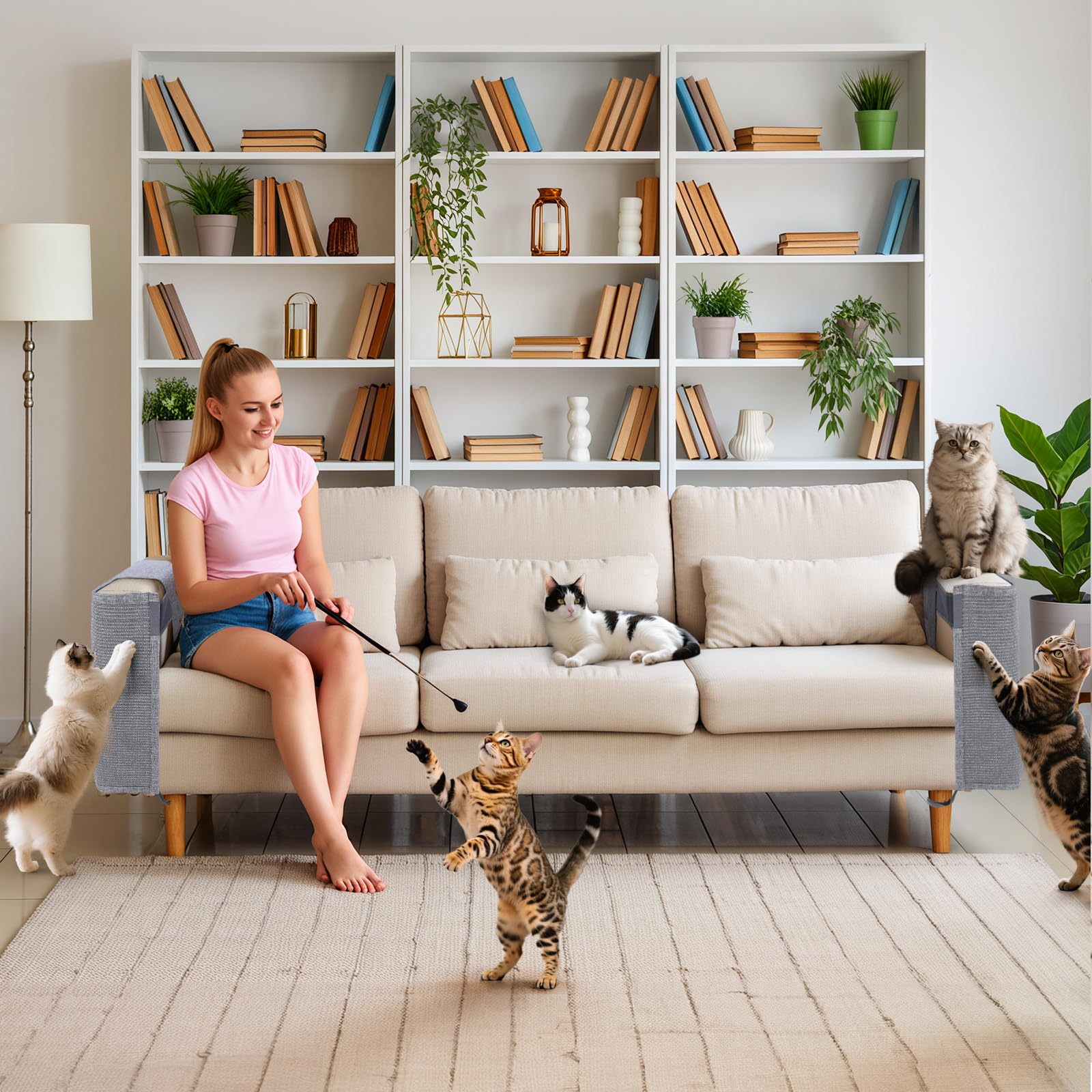 Cat Scratch Couch Protector with Natural Sisal for Protecting Couch Sofa Chair Furniture 23.6  L*19.7  W(Smoke Gray, Left Hand)
