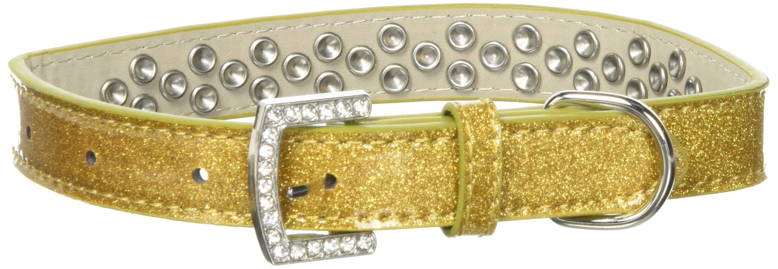 Mirage Pet Products Sprinkles Ice Cream Dog Collar with Bright Pink Crystals, Size 18, Gold