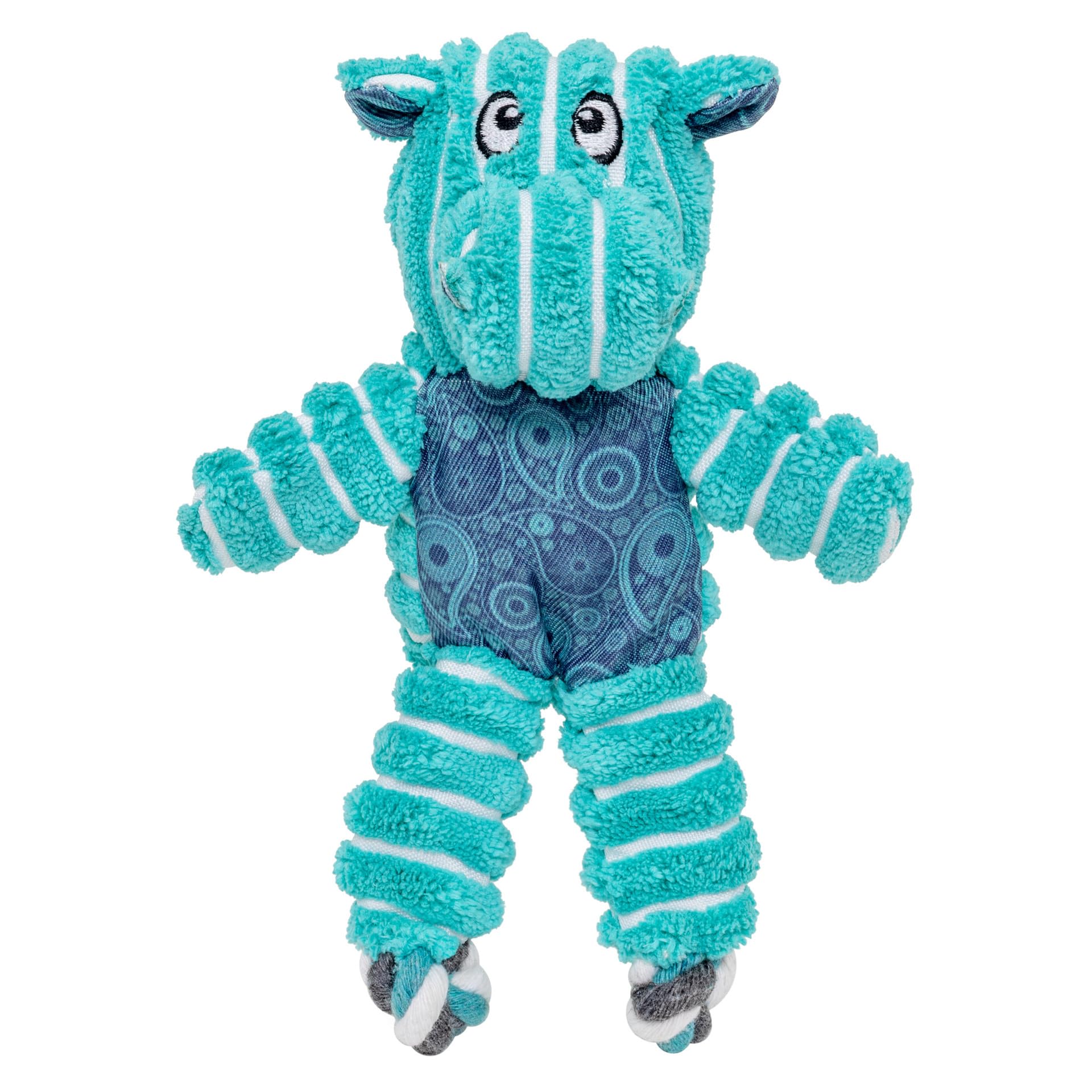 KONG Floppy Knots - Durable No-Stuffing Squeaky Rope & Plush Dog Toy - for Teething, Playing (Hippo, X-Small)