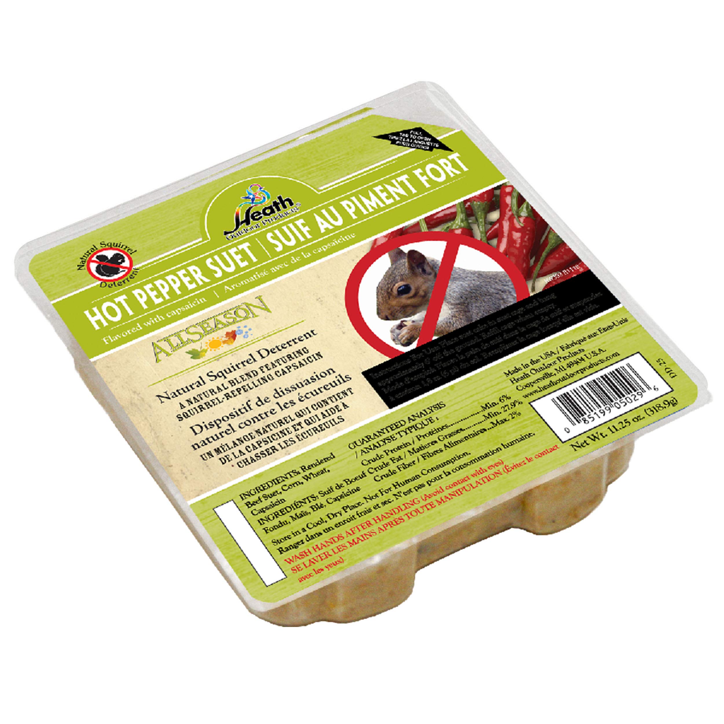 Heath Outdoor Products DD-25 Hot Pepper Suet Cake, Natural Blend Squirrel Repelling Capsaicin and All-Season Colorful Songbirds 
