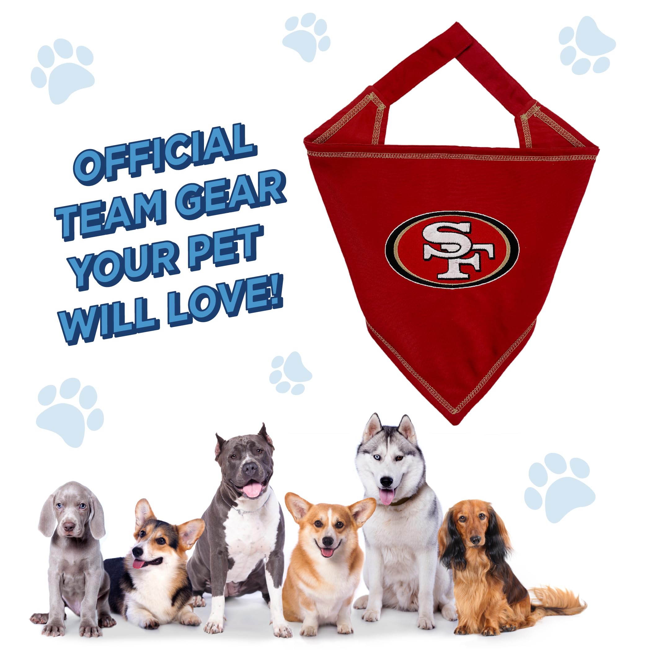 Pets First Nfl San Francisco 49Ers Tie Bandana, Large/X-Large. Dog Cat Scarf Bib For Pet. Ultimate Game-Day Party Bandana (San-3