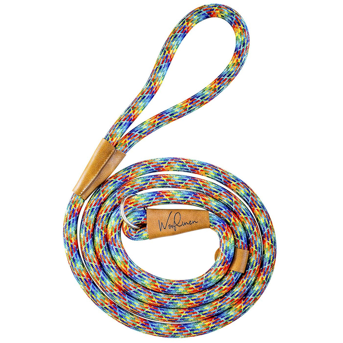 Wooflinen 7Ft Ultra Reflective (Rainbow) Fatty Series Premium Dog Slip Leash - Made From Large Gauge Mountain Climbing Rope - Make A Statement While Walking The Strongest Of Pullers