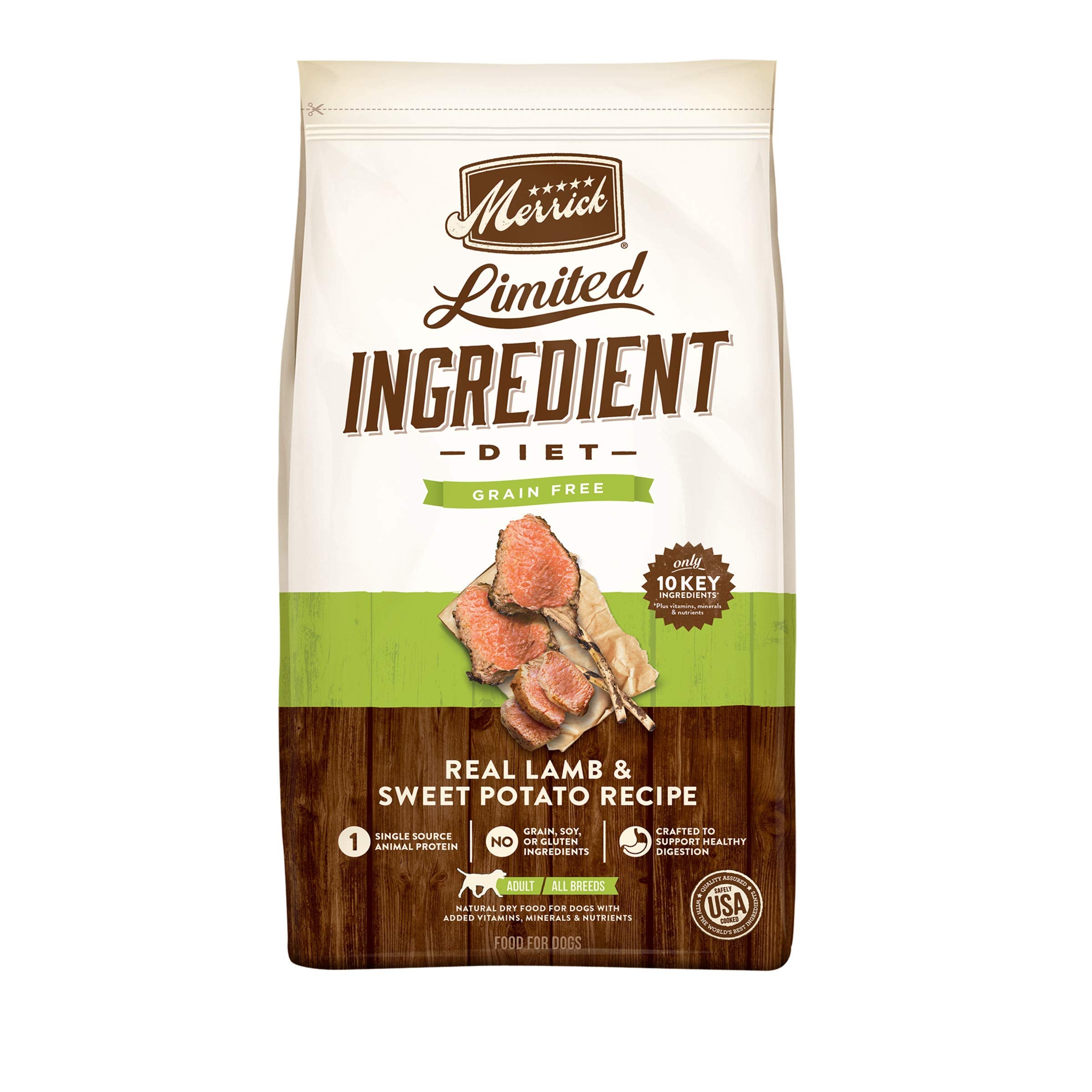 Merrick Limited Ingredient Diet Grain Free Dry Dog Food, Premium and Healthy Kibble with Lamb and Sweet Potato - 4.0 lb. Bag