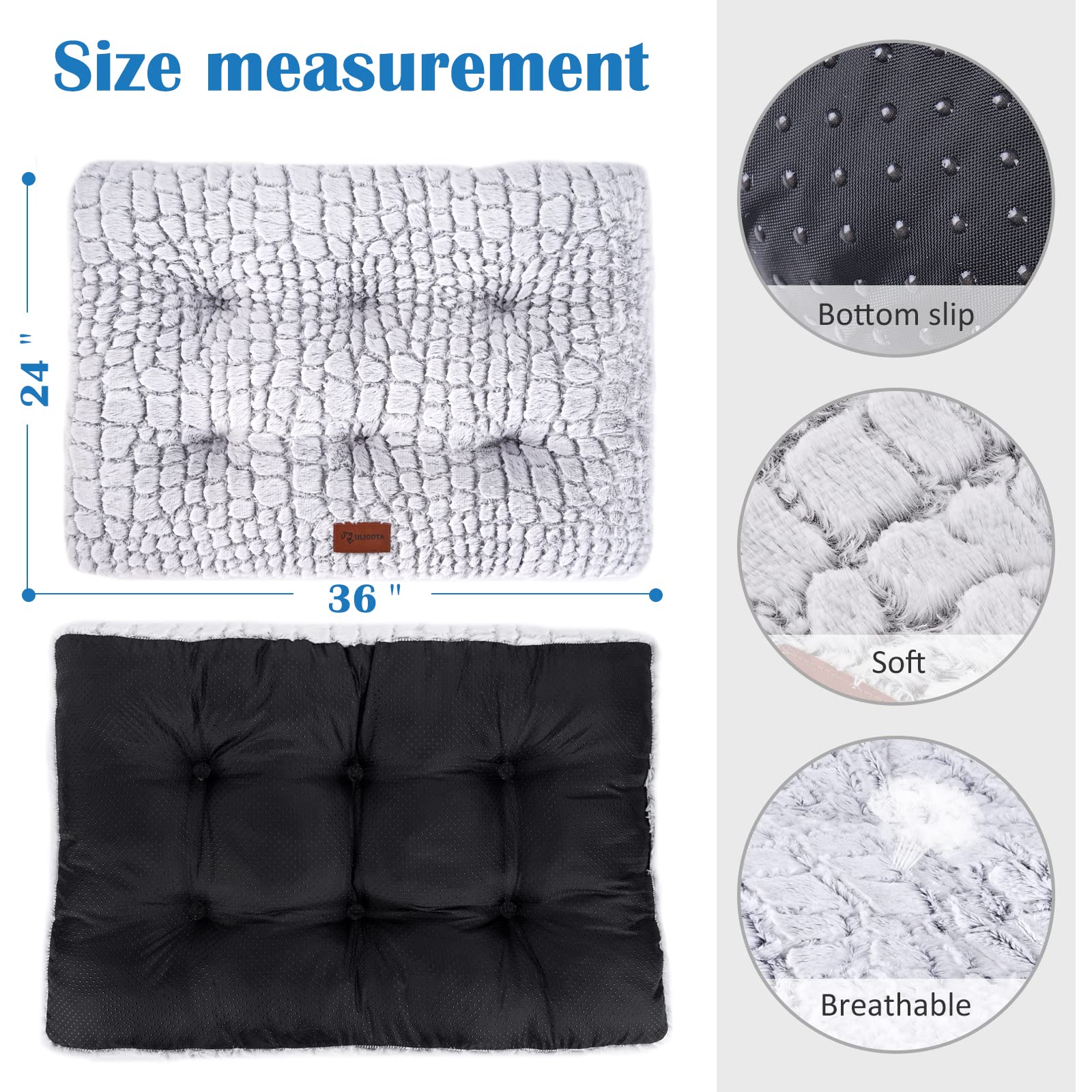 Uligota Dog Bed Crate Mat Plush Kennel Pad For Small To Large Dogs - Soft, Anti-Slip, Comfy