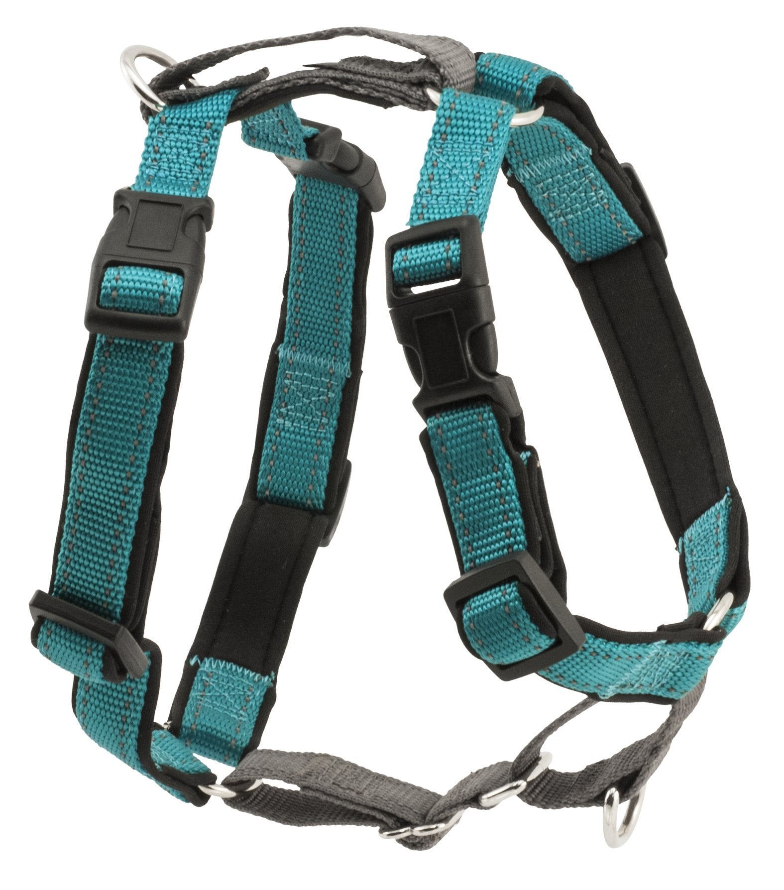Petsafe 3 In 1 Dog Harness - No Pull Solution For Dogs - Reflective Dog Harness - Front D-Ring Clip Helps Stop Pulling - Comfortable Padded Straps - Top Handle Enhances Control - Teal - Large