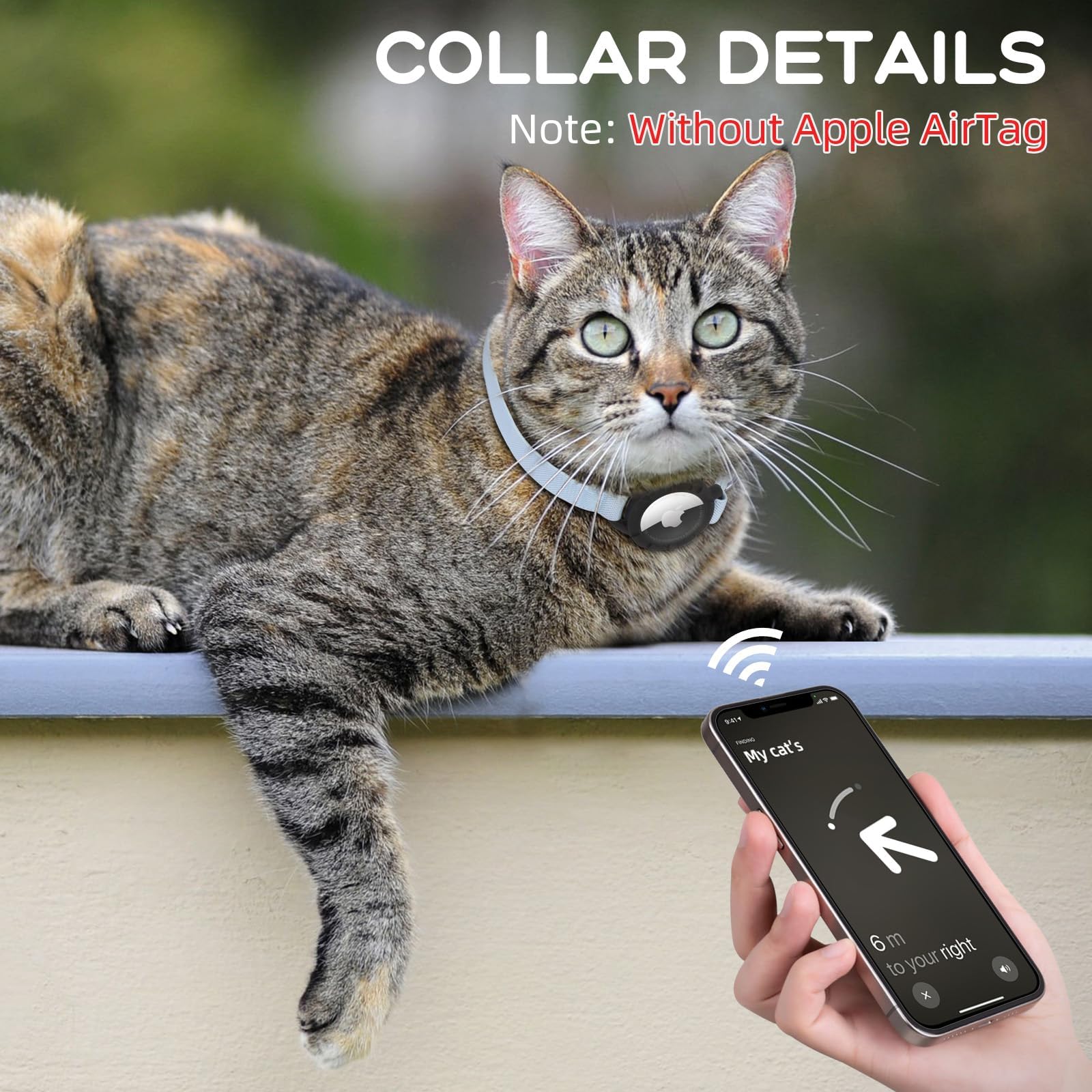 Airtag Cat Collar, Sucegi Stretchy Kitten Collar With Apple Air Tag Holder And Bell, Breakaway Design Ultra Elastic Gps Tracking
