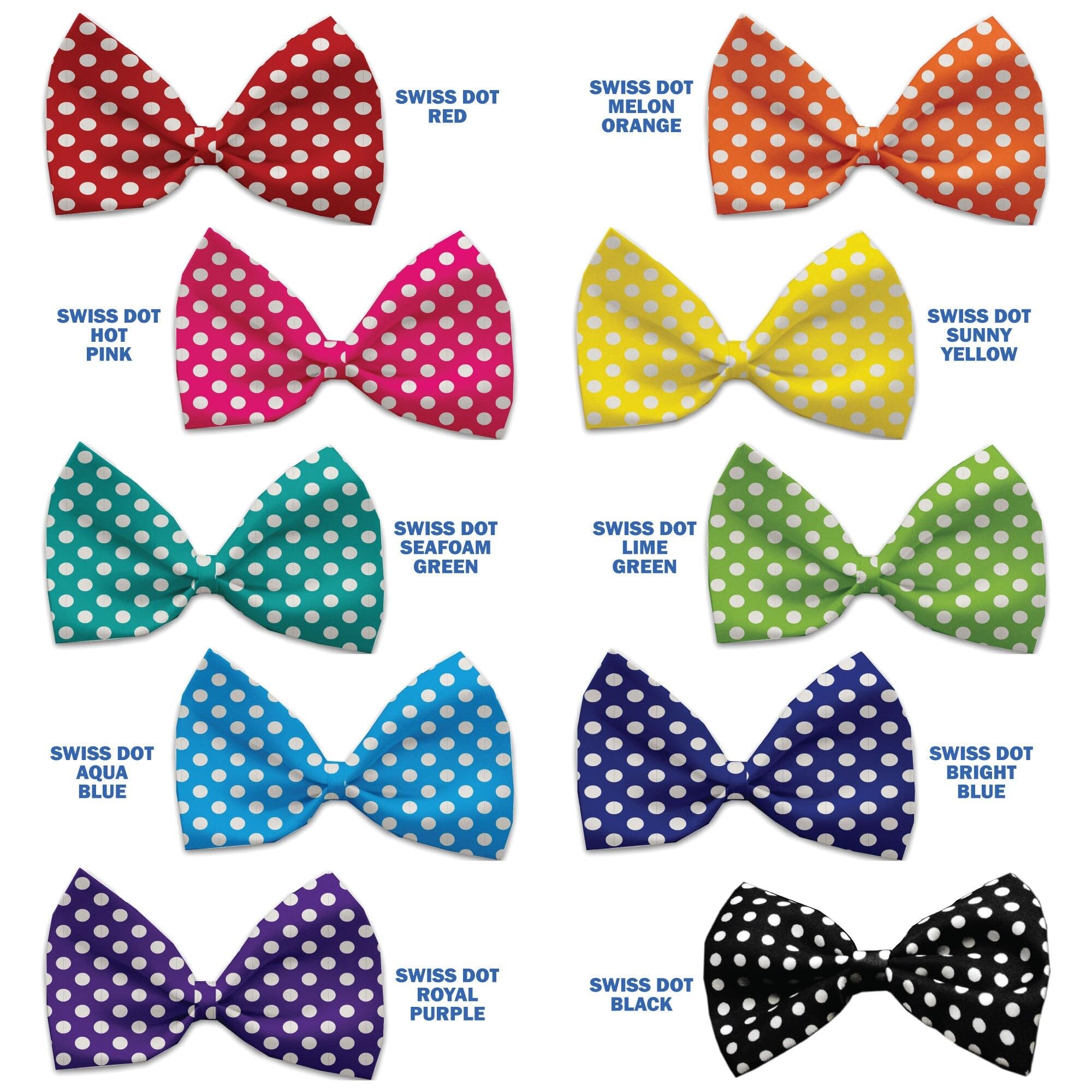 Pet, Dog and Cat Bow Ties, Swiss Dots Group *Available in 10 Different Pattern Options!* Collar Strap Swiss Dots Sunny Yellow