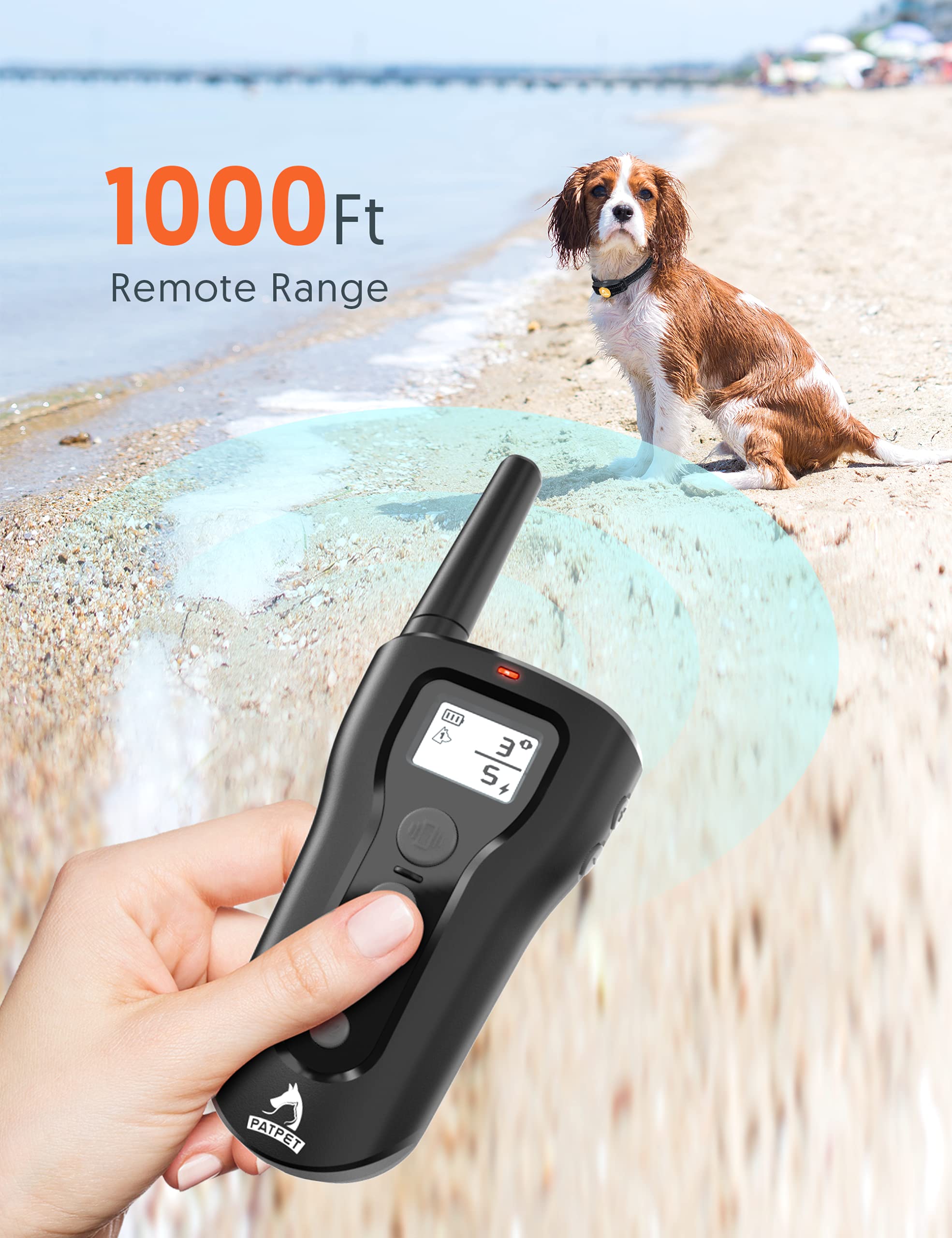 Patpet Dog Training Collar - Rechargeable Dog Training Collar With Remote For Medium Large Dogs 1000Ft Remote Range 3 Training Modes Ipx7 Waterproof Black