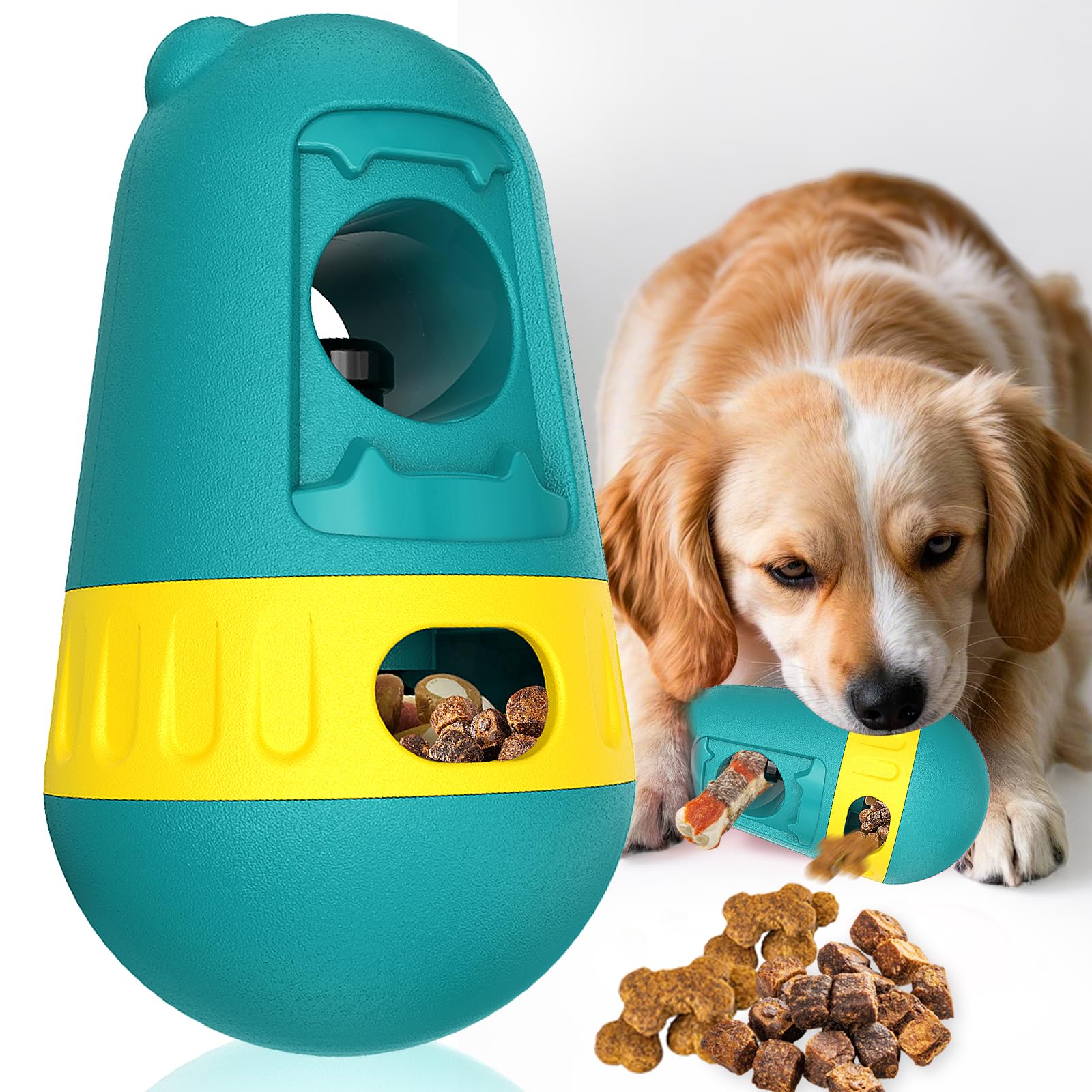 2 In 1 Treat Dispensing Dog Toys, Adjustable Puzzle Feeder Dog With Bully Stick Holder For Small/Medium/Large Dogs, Interactive 