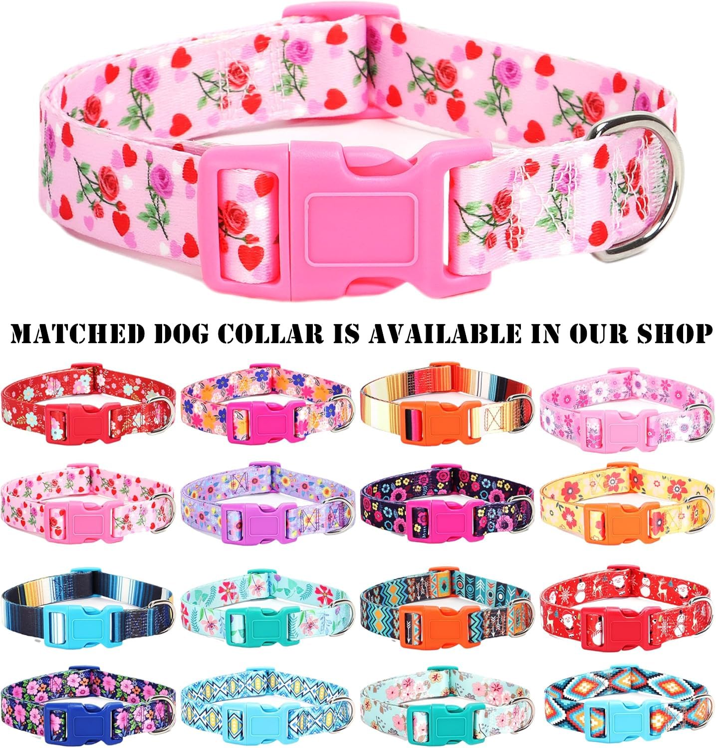 Moonpet Step in Valentine s Day Dog Harness Leash Set- All Weather Reflective No-Pull Floral Pattern Padded Mesh Vest Harness f