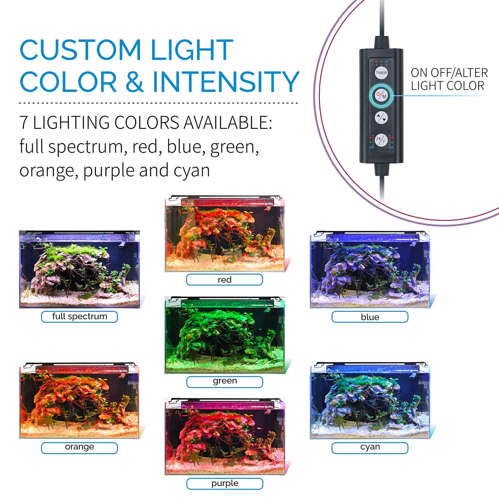 Hygger Advanced Led Aquarium Light With Timer, 24/7 Lighting Cycle & Diy Mode, Full Spectrum Fish Tank Light For 36-42 In Freshwater Planted Tank