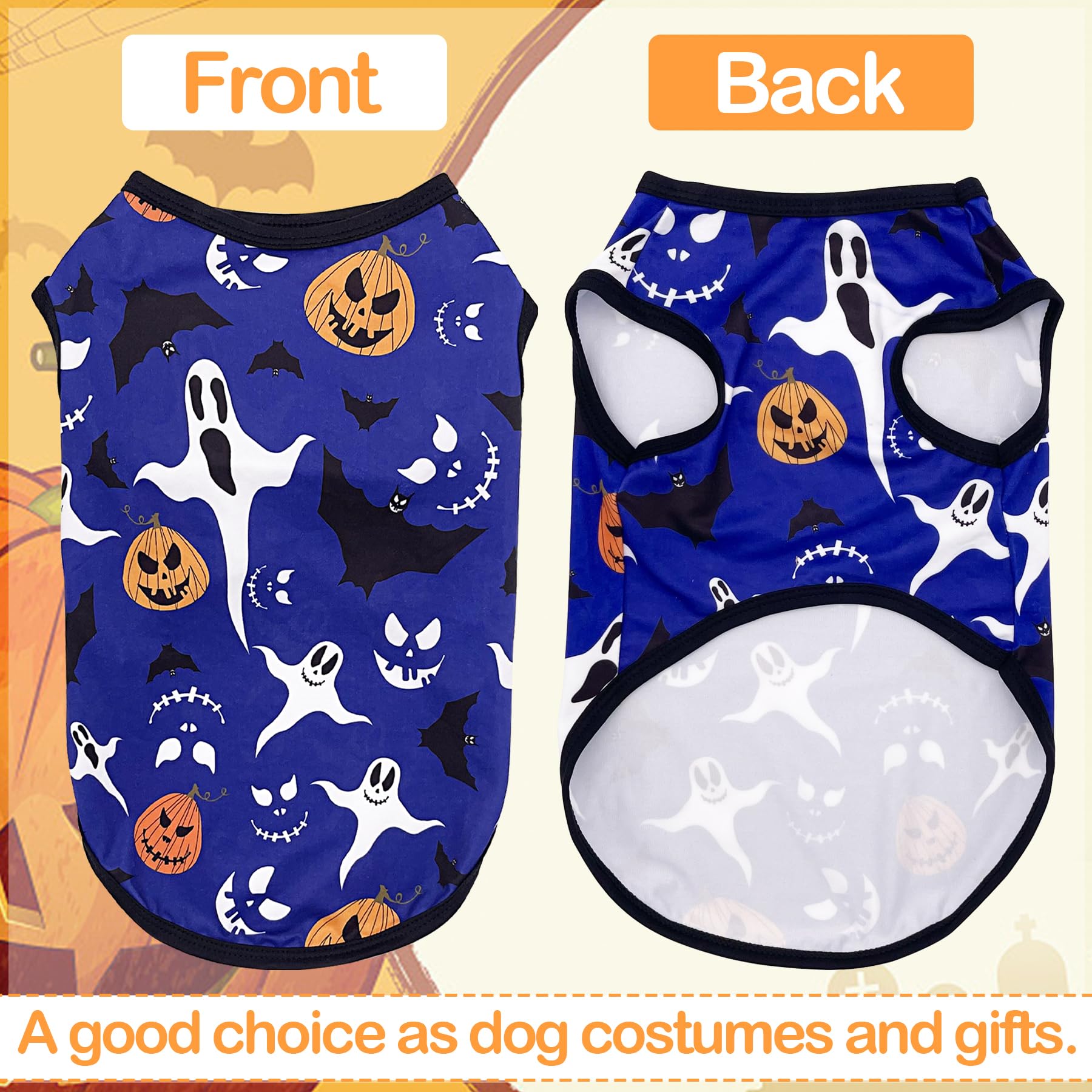 Jpgdn Halloween Dog Shirts Xl Sleeveless Tank Top Tee Clothes Vest Soft Breathable T-Shirts Pumpkin Bats Ghost Spider Owls Pink