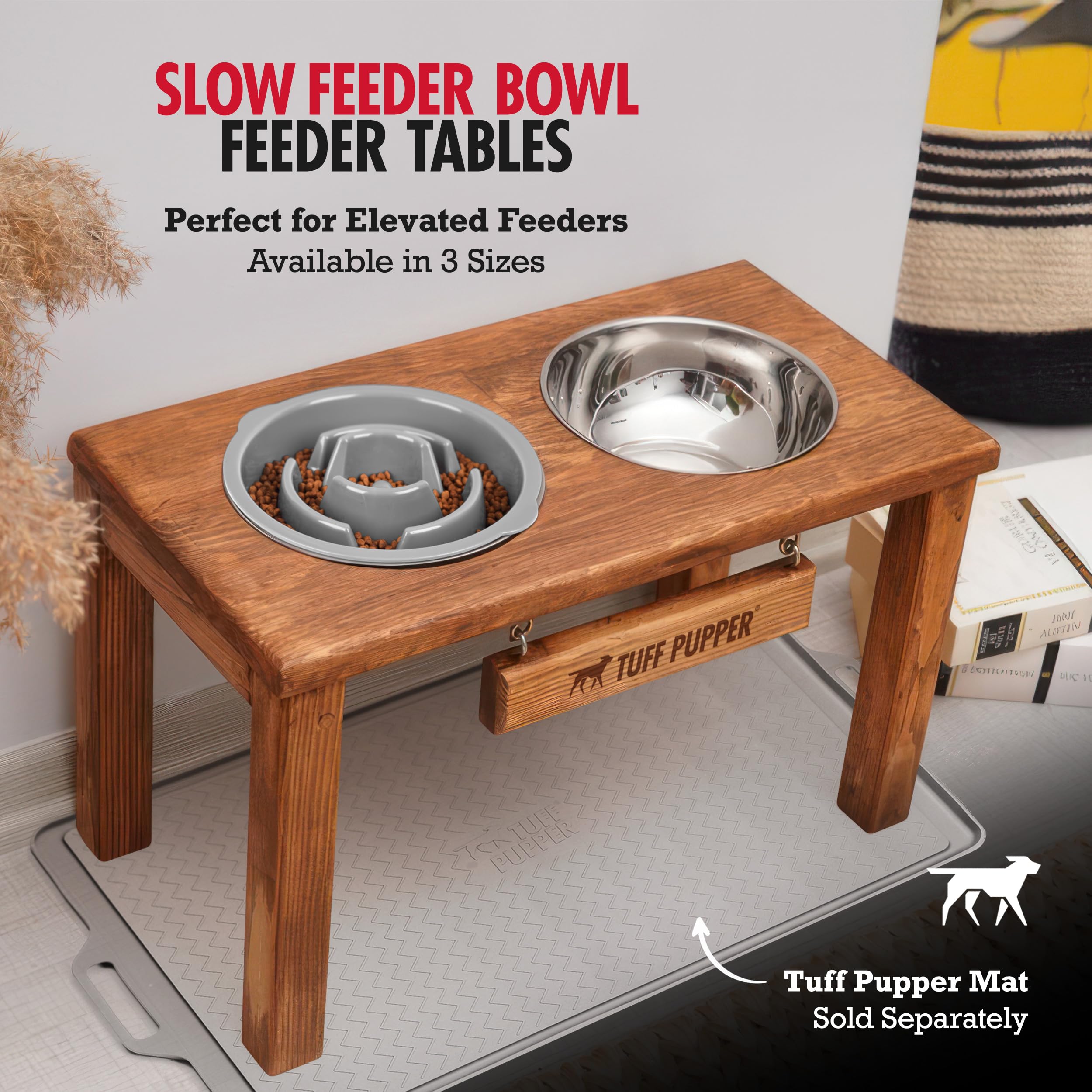 Tuff Pupper Slow Feeder Insert Bowl | Puzzle Maze Slows Down Eating | Elevated Feeder Tray Bowls | Standalone Dog Bowl | Pet Bow
