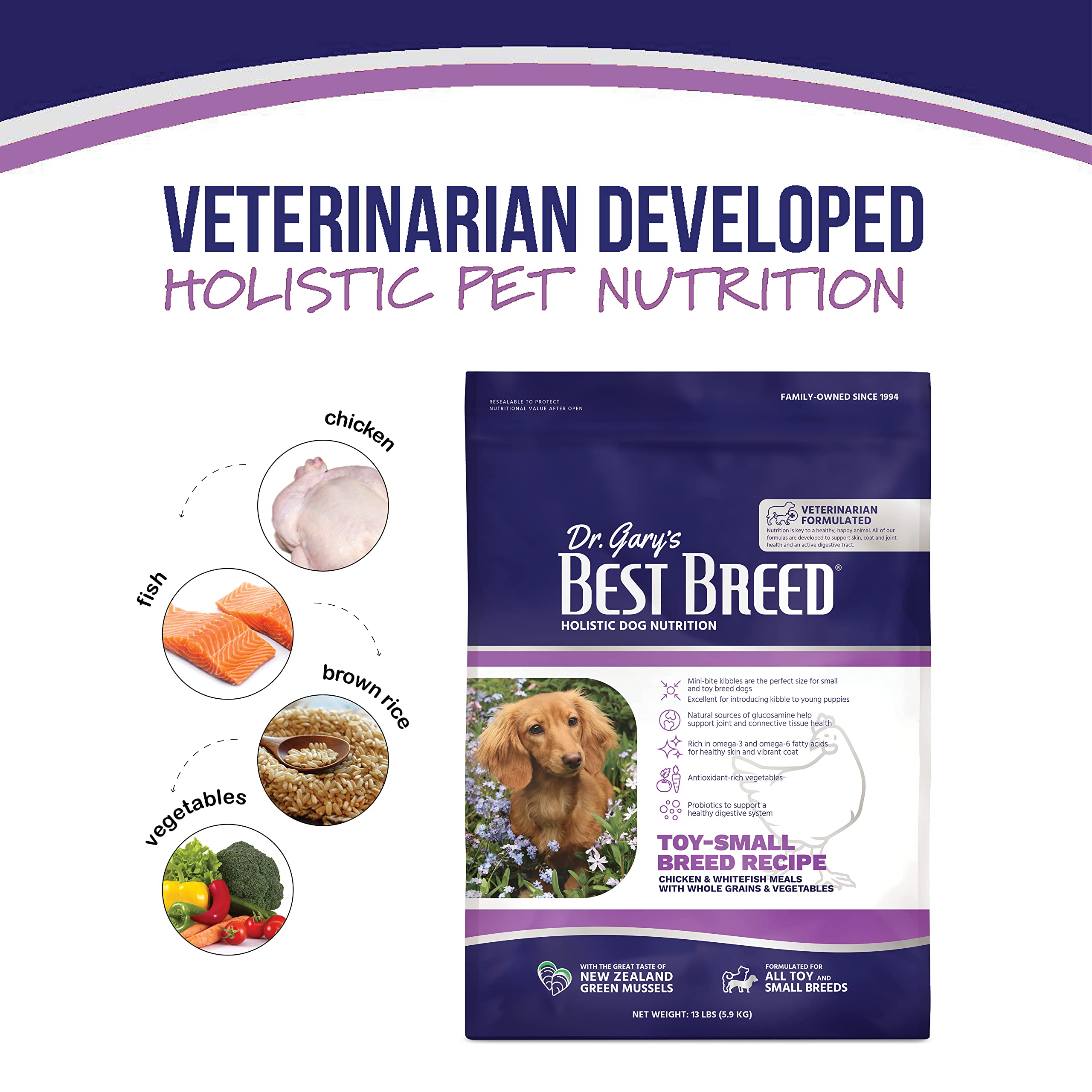 Dr. Garys Best Breed Small Breed Recipe Made in USA [Natural Dry Dog Food for All Breeds and Sizes] - 13lbs