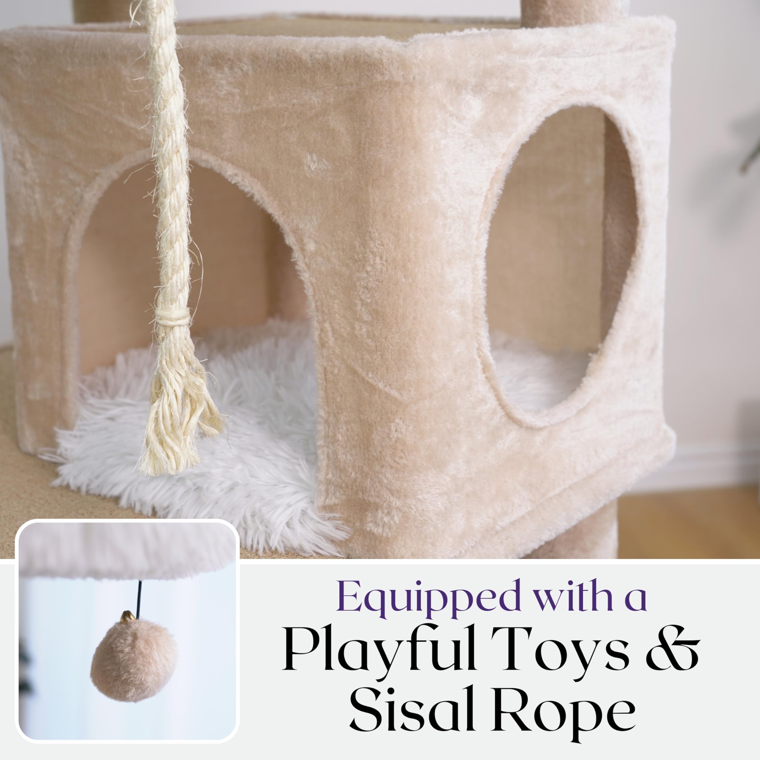 Catry 74.5'' High 7-Level Extra Large Cat Tree With 2 Condos,2 Hammock,3 Removeable Top Beds, Scratching Ramp Pad, Recycled Pape