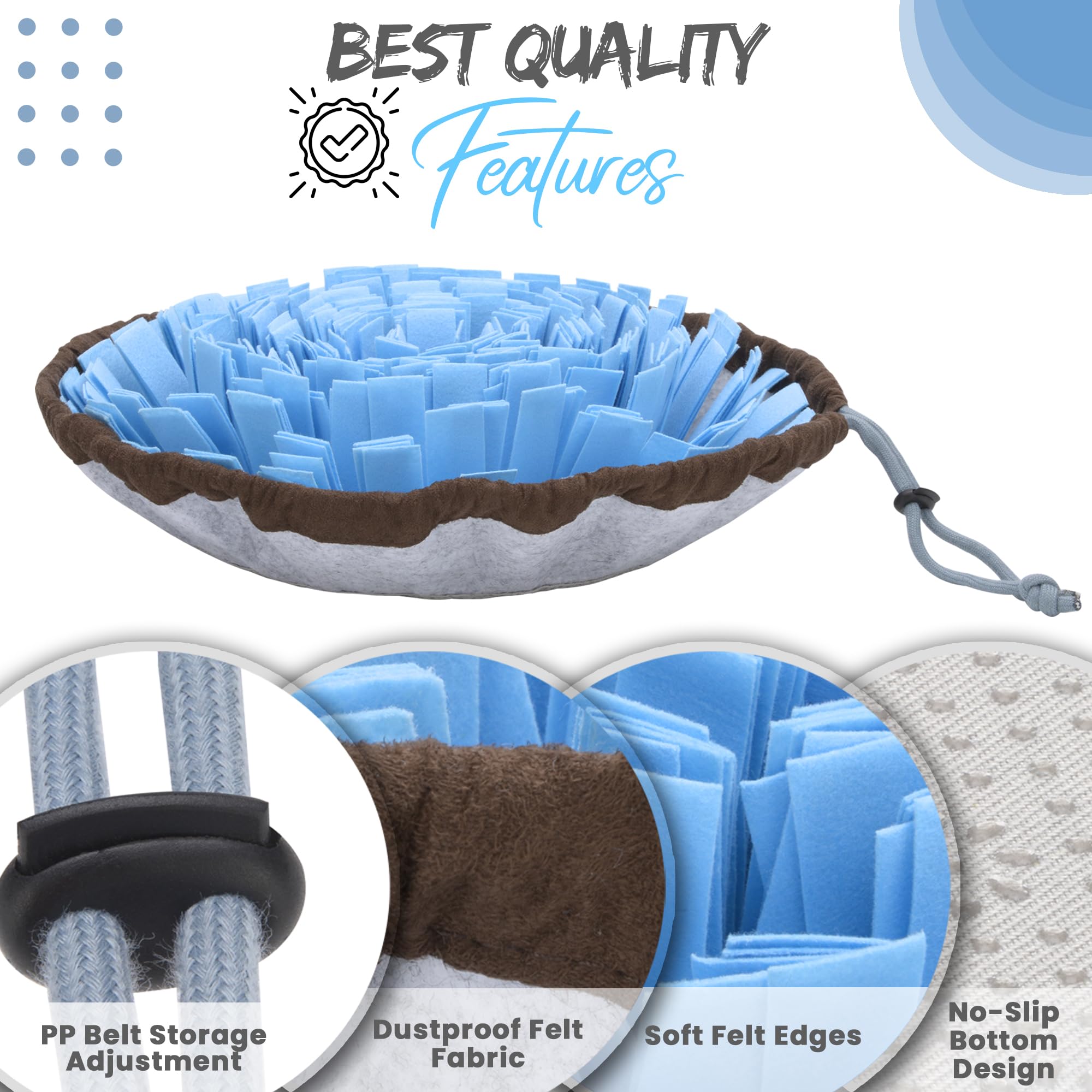 Friendly Barks 18    Adjustable Snuffle Mat Dogs with Training Clicker & Suction Cup - Puzzle Toy for Mental Stimulation & Slow