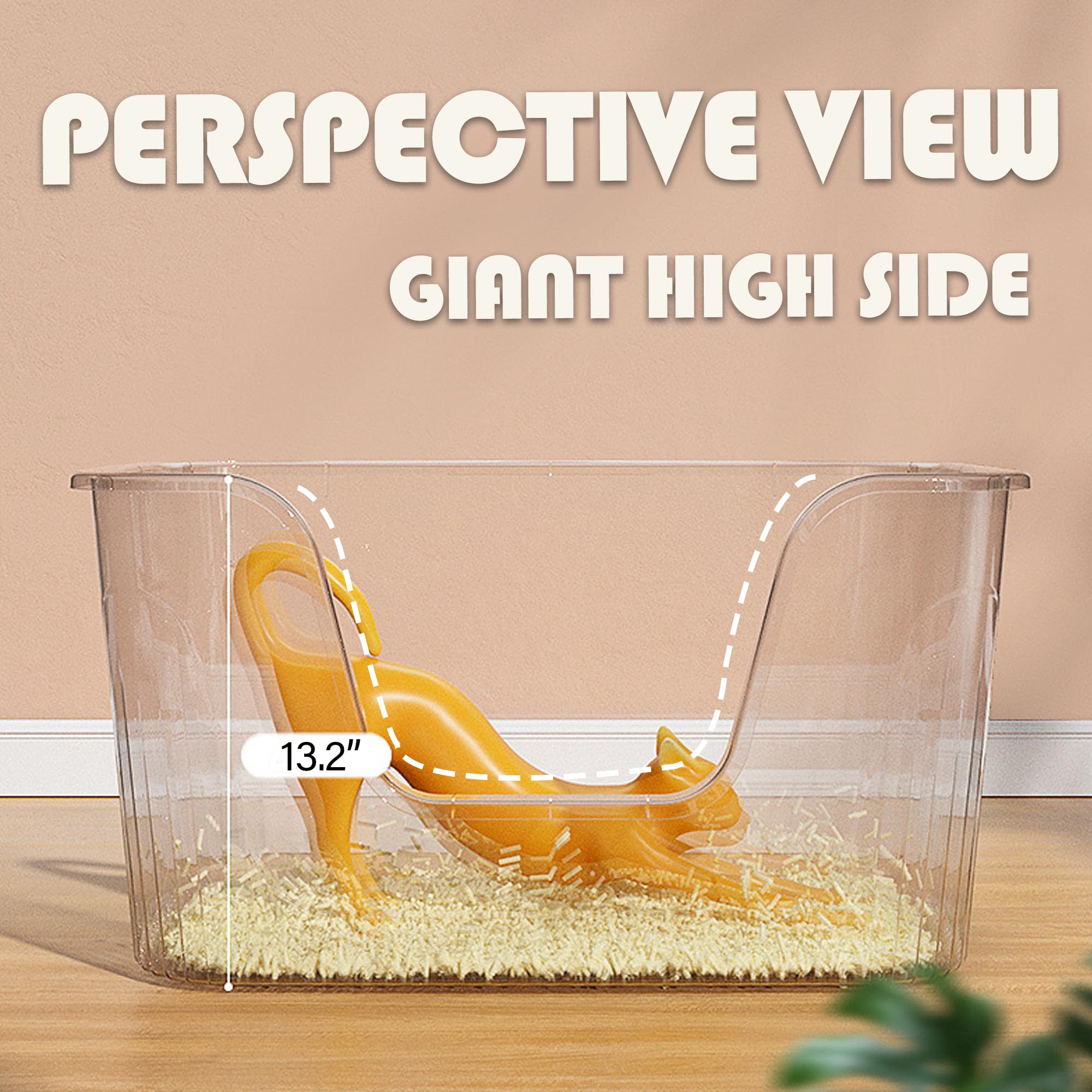 Vealind Deep Extra Large Cat Litter Box With High Sides For Indoor Cats, Xl Litter Boxes For Big Or Multiple Cats, Jumbo Big Low