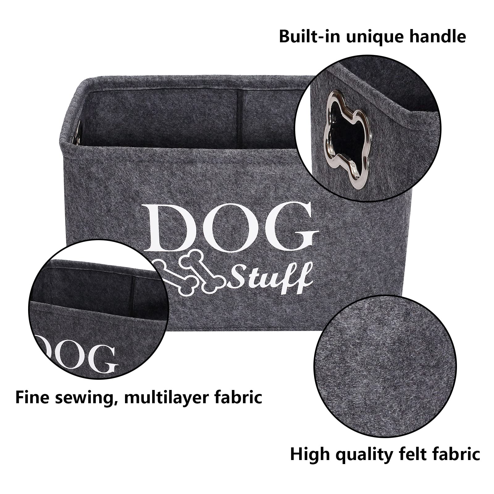 Morezi Felt Puppy Stuff Baskets, Dog Toy bin Storage with Designed Metal Handle, pet Organizer - Perfect for organizing pet Toys