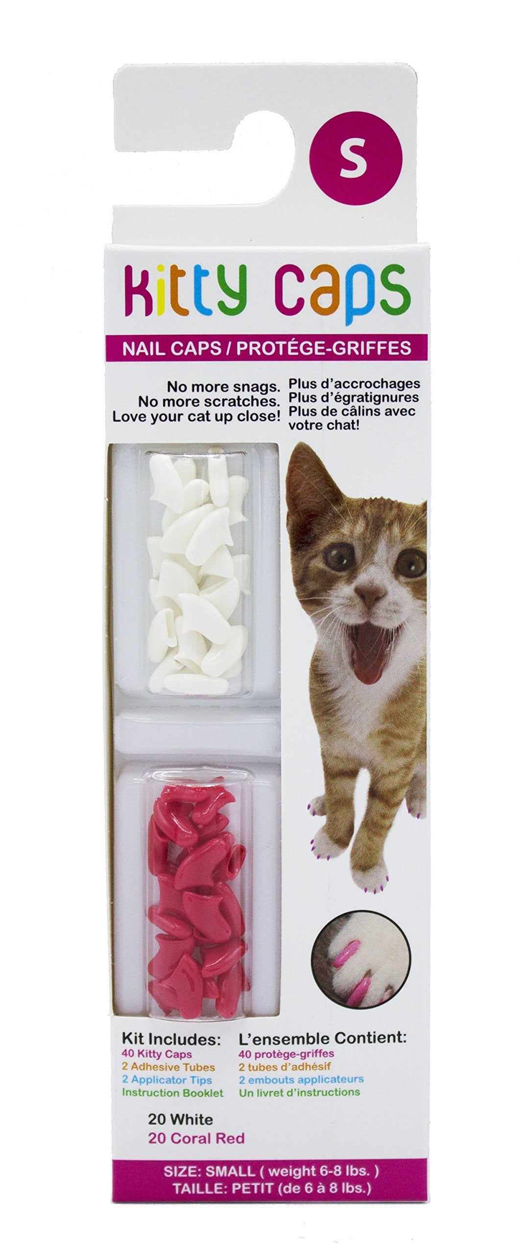 Kitty Caps Nail Caps for Cats Safe, Stylish & Humane Alternative to Declawing Covers Cat Claws, Stops Snags and Scratches, Small