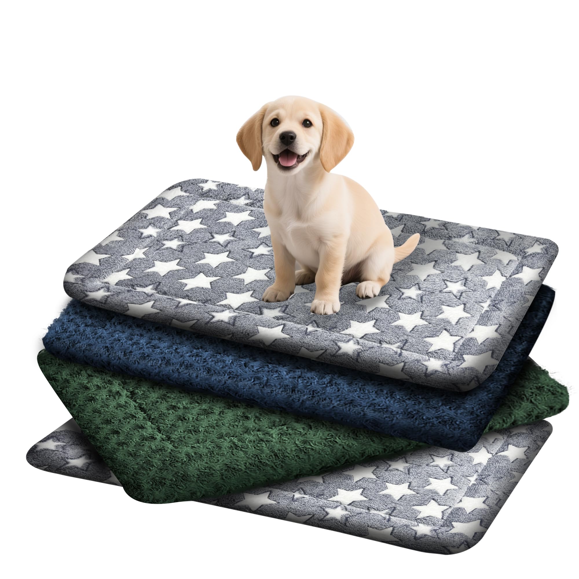 4 Pcs Washable Dog Bed Plush Orthopedic Outdoor Crate Mat with Non-Slip Bottom,Luxe Kennel Pad for Pets,Cozy Cage Cushion&Pet Sl