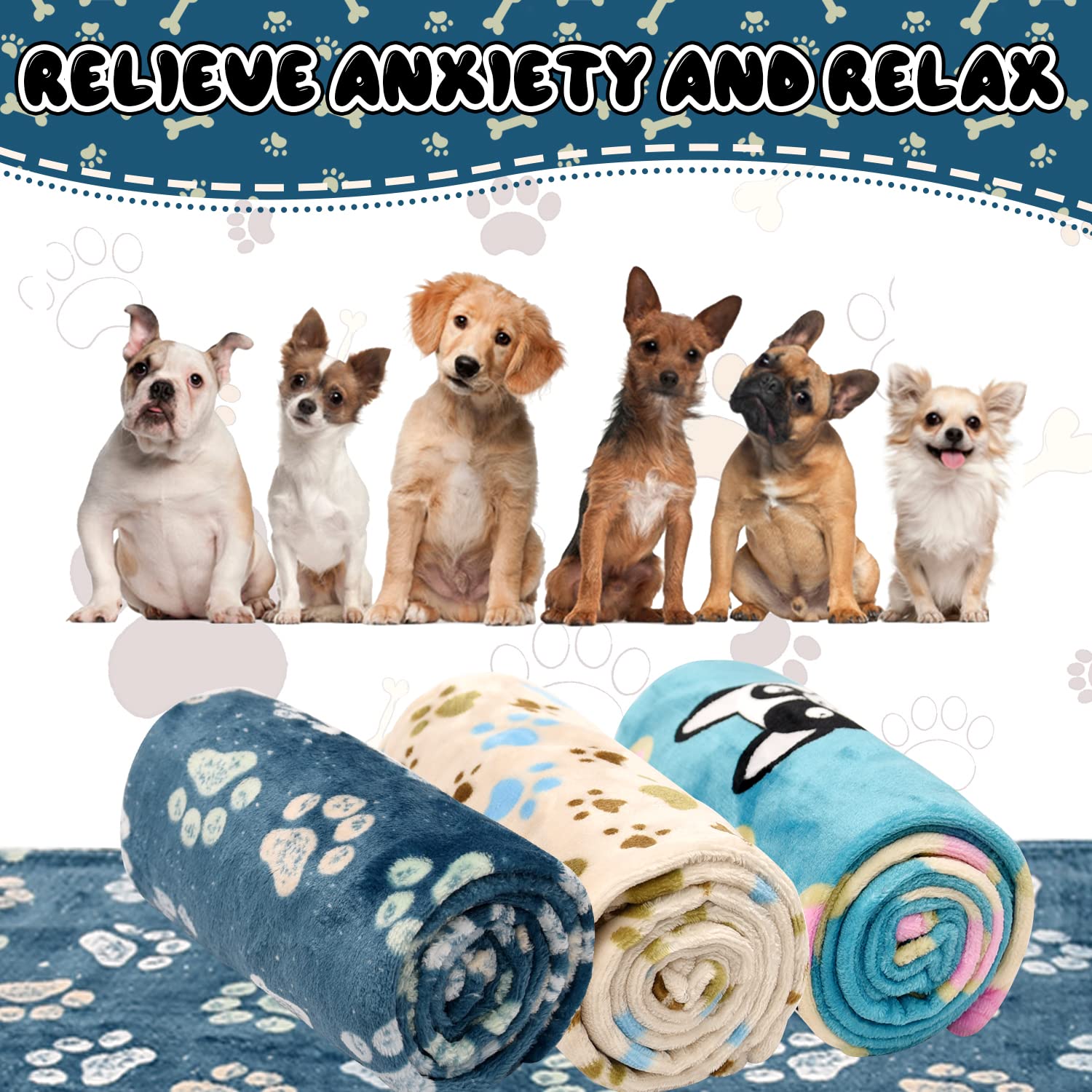 1 Pack 3 Blankets For Dogs Blankets For Medium Dogs Medium Dog Blanket Super Soft Fluffy Premium Fleece Pet Blanket Flannel Throw For Dog Puppy Cat Paw Blanket(30X20 Inch)