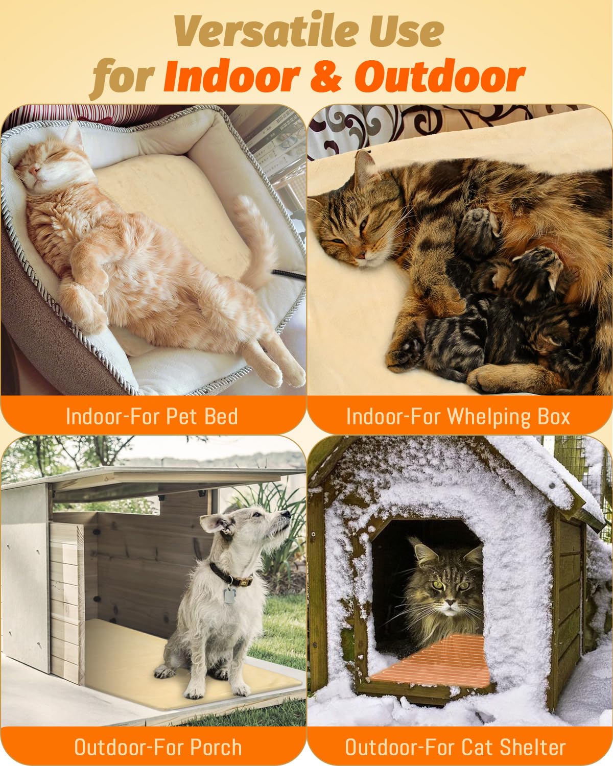 Akentio Pet Heating Pad For Dog & Cat, Adjustable 6 Temperature With 5 Timer, Multi-Size And Chew Resistant Cord, Auto Power Off