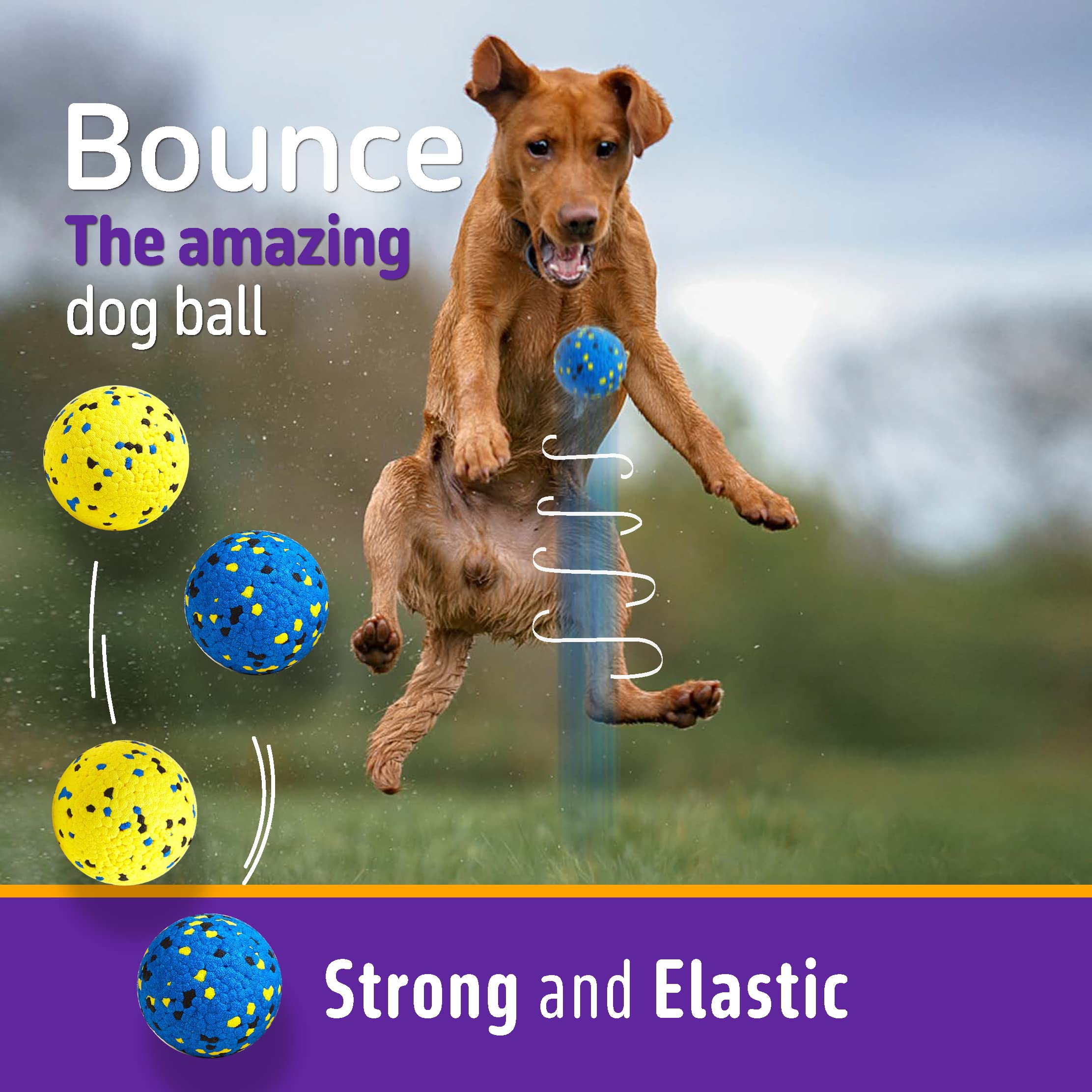 Kimee Dog Balls - Durable ETPU Tennis Ball Toys for Aggressive Chewers, Fetch Balls for Large, Medium, Small Dogs & Puppies, Blue (4 Balls)