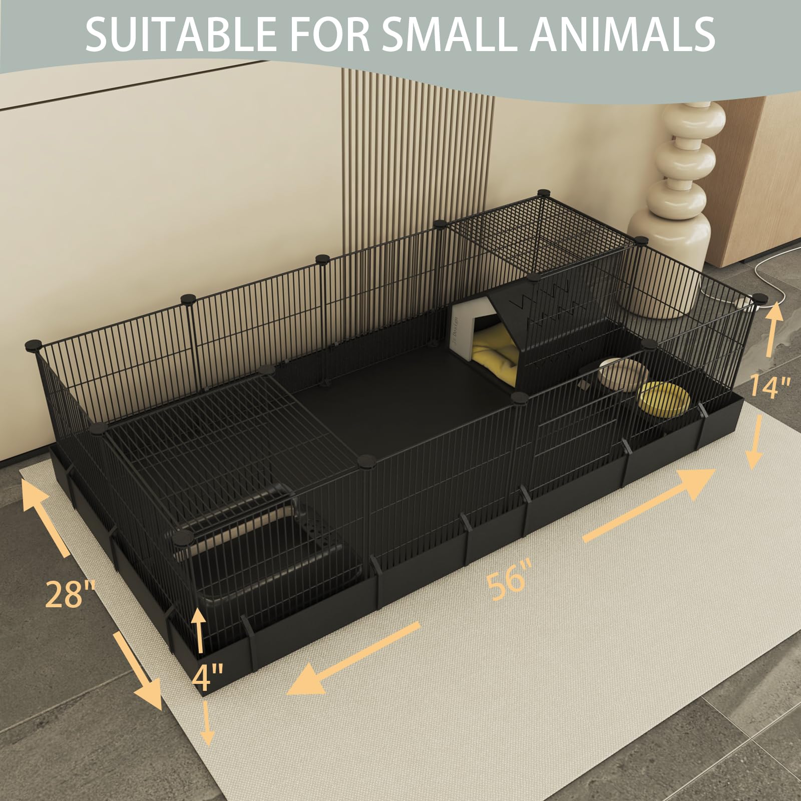 Xymoso Diy Guinea Pig Cages With Waterproof Canvas Bottom,16 Panels Small Animal Cage Pet Playpen With Door For Bunny Turtle Hed