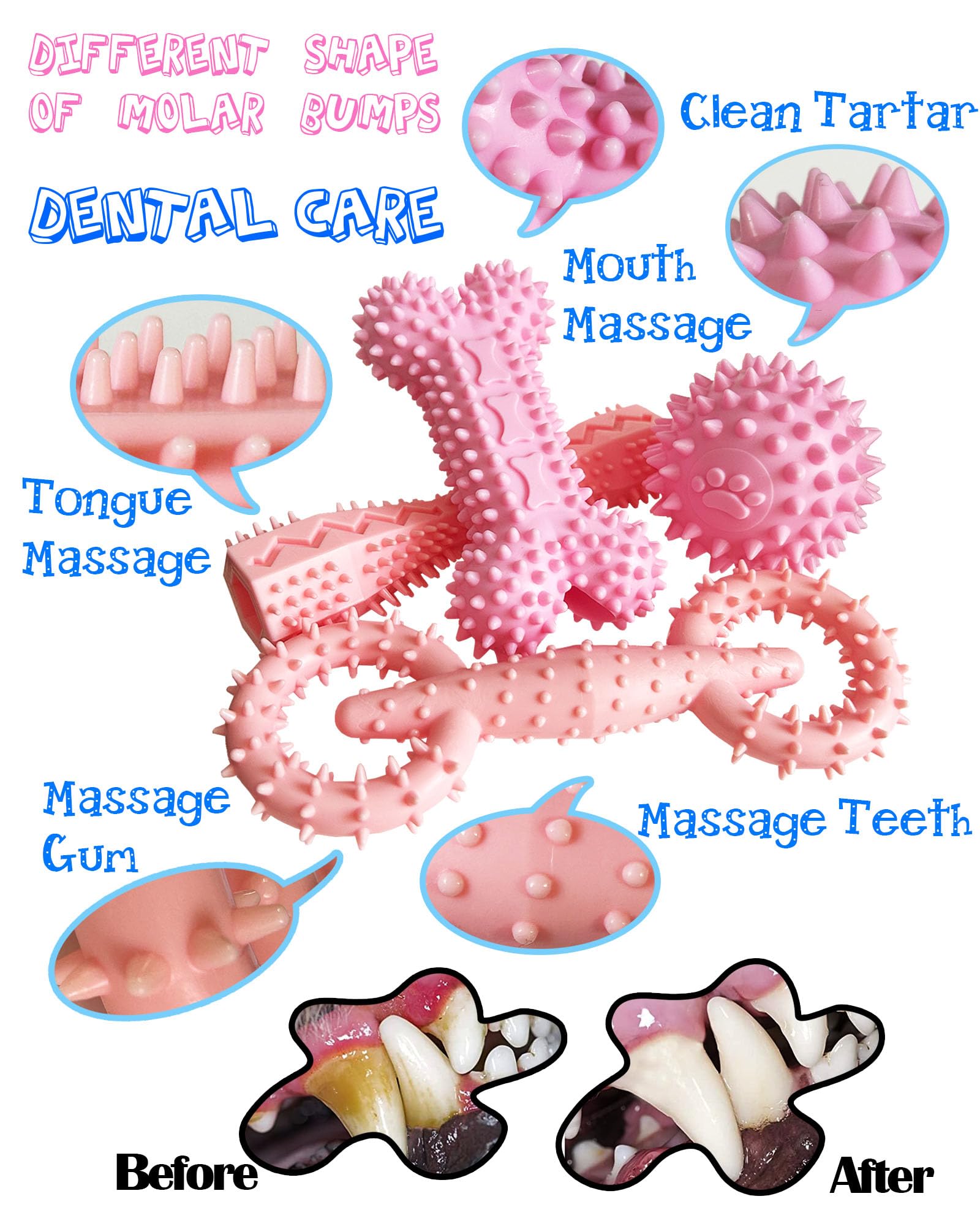 4 Pack Puppy Toys For 2-8 Months Pets Dog Chew Toy For Small Puppies Teething Toys For Cleaning Teeth Cute Pink Small Dog Toys S