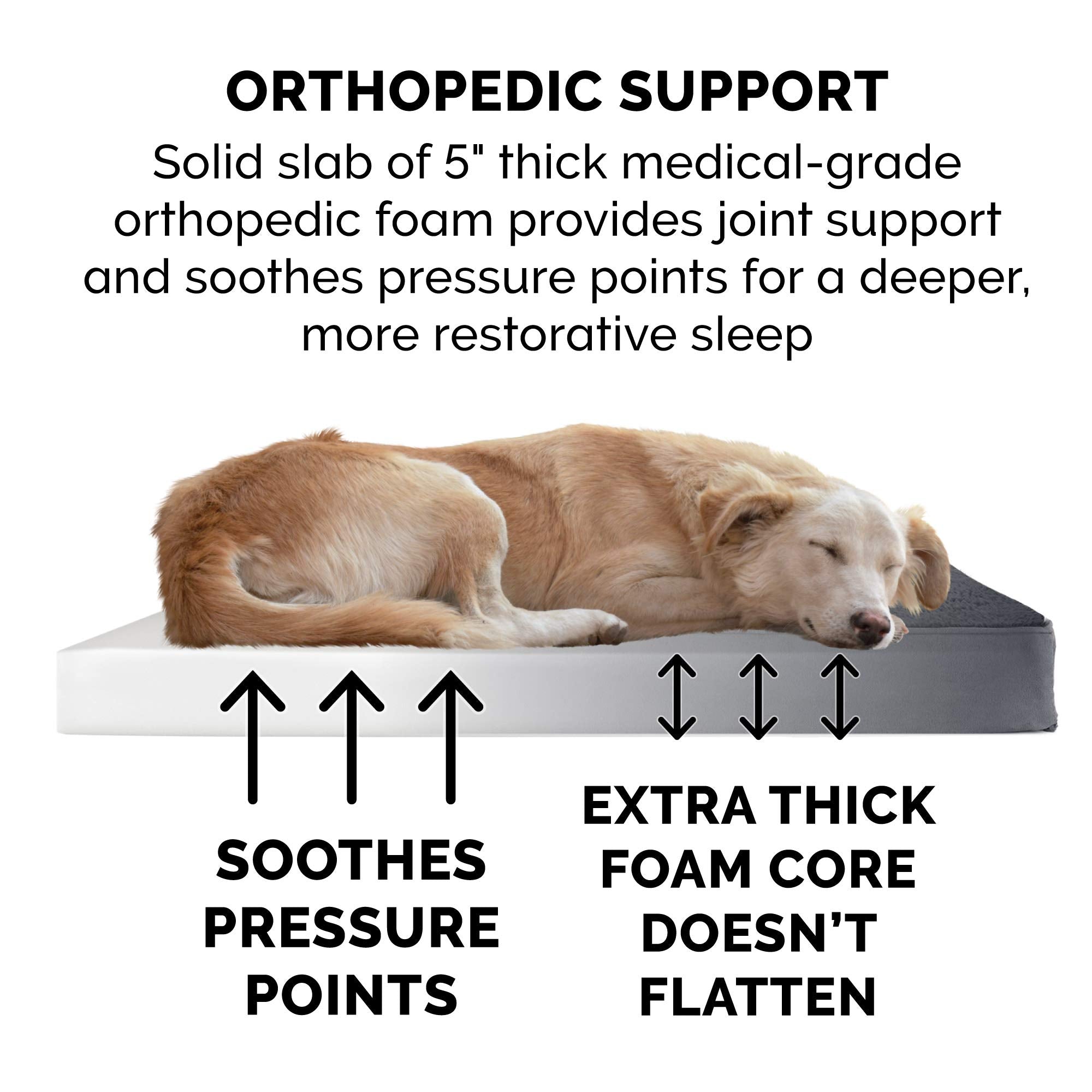 Furhaven Orthopedic Dog Bed for Large Dogs w/ Removable Washable Cover, For Dogs Up to 125 lbs - Terry & Suede Mattress - Gray,