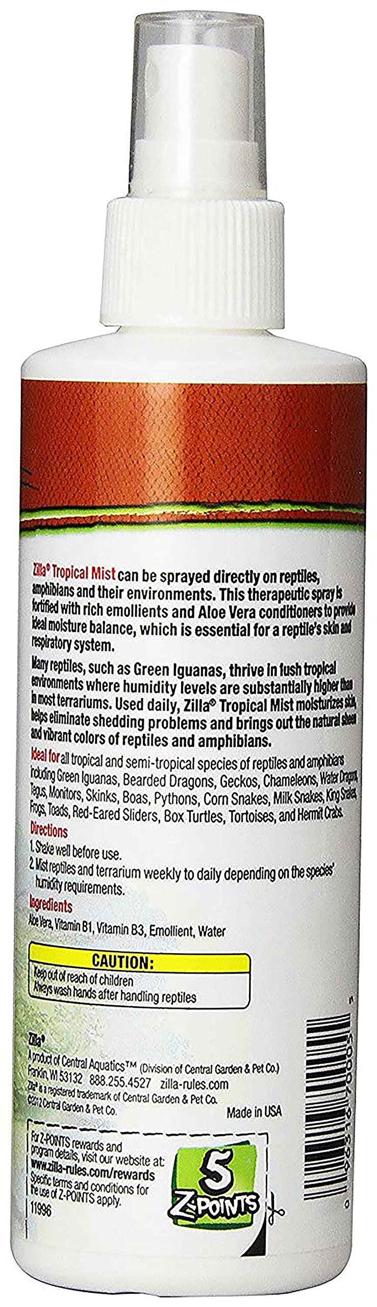 Zilla Tropical Mist Humidity Spray 8 Fluid Ounces
