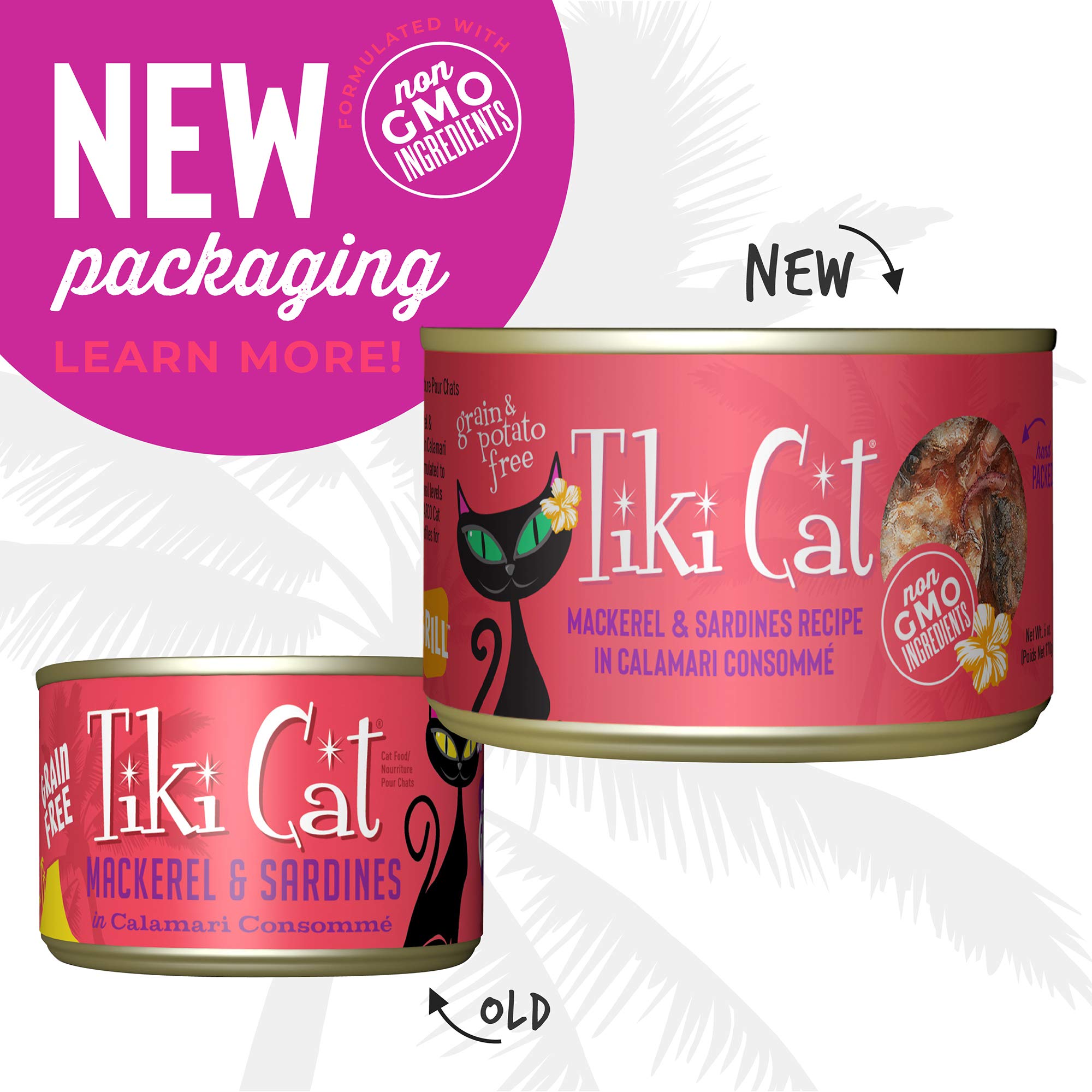 Tiki Cat Grill, Mackerel & Sardines, High-Protein and 100% Non-GMO Ingredients, Wet Whole Foods Cat Food for All Life Stages, 6