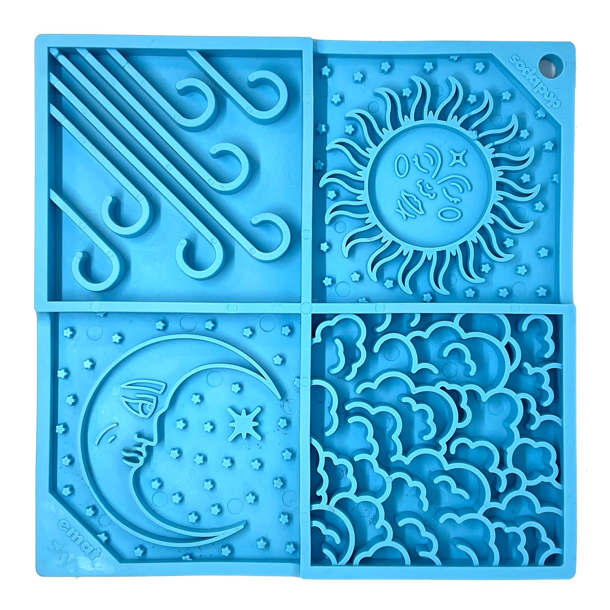 SodaPup Sky eMat - Durable Lick Mat Enrichment Feeder Made in USA from Non-Toxic, Pet-Safe, Food Safe Rubber for Mental Stimulat